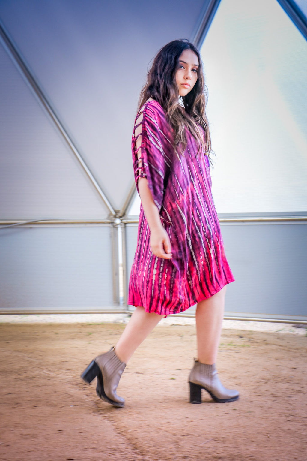 ADIM TUNIC - ELECTRIC FUCHSIA / BAMBOO STRIPE - BHAVANI COLLECTIVE