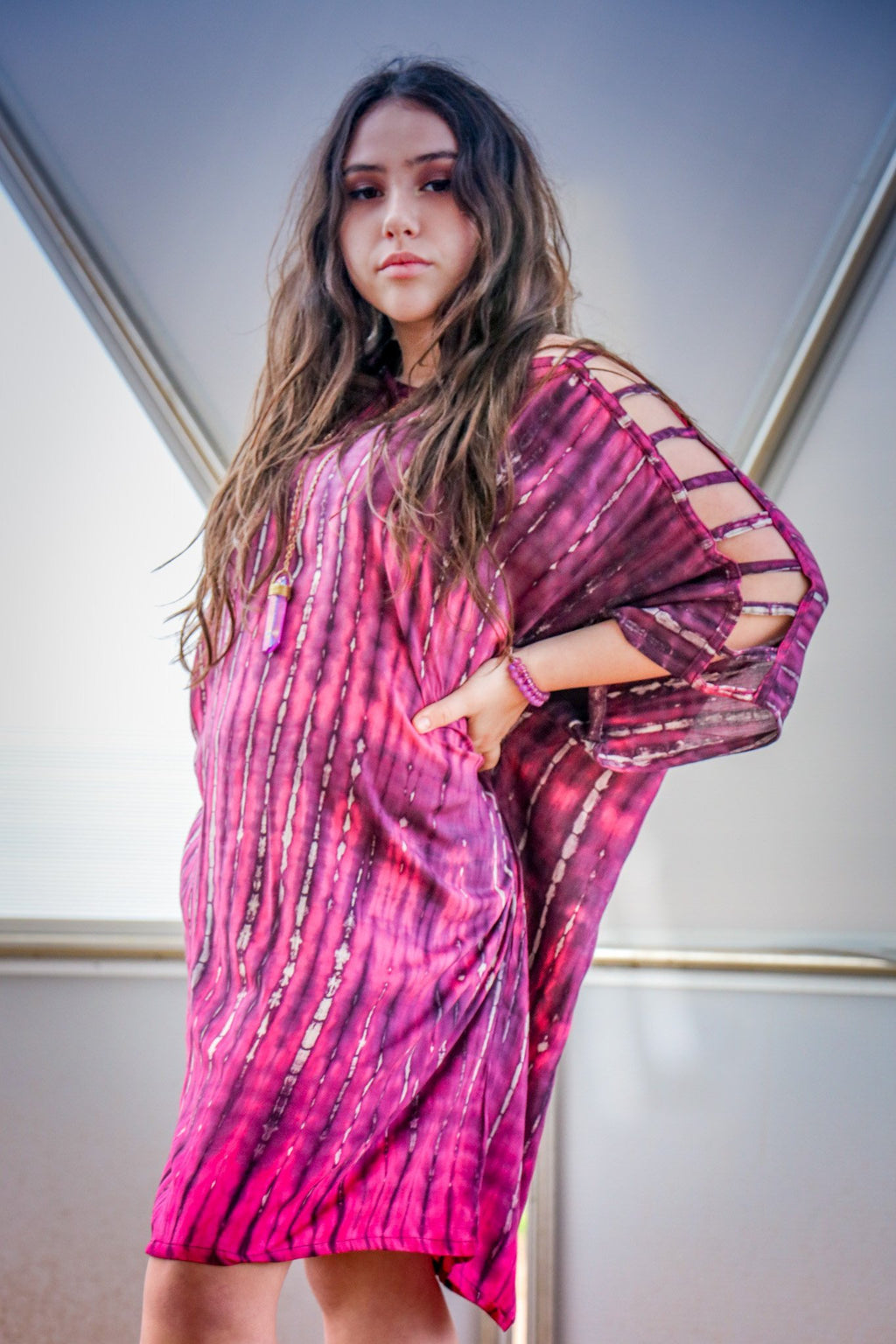 ADIM TUNIC - ELECTRIC FUCHSIA / BAMBOO STRIPE - BHAVANI COLLECTIVE