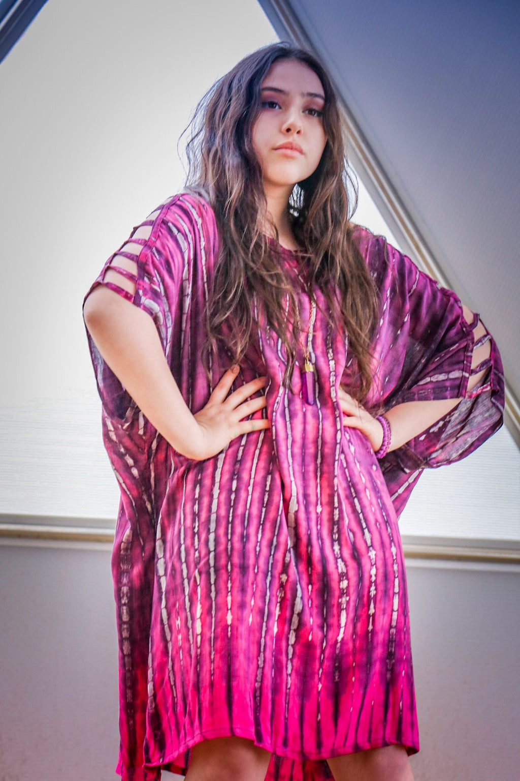 ADIM TUNIC - ELECTRIC FUCHSIA / BAMBOO STRIPE - BHAVANI COLLECTIVE