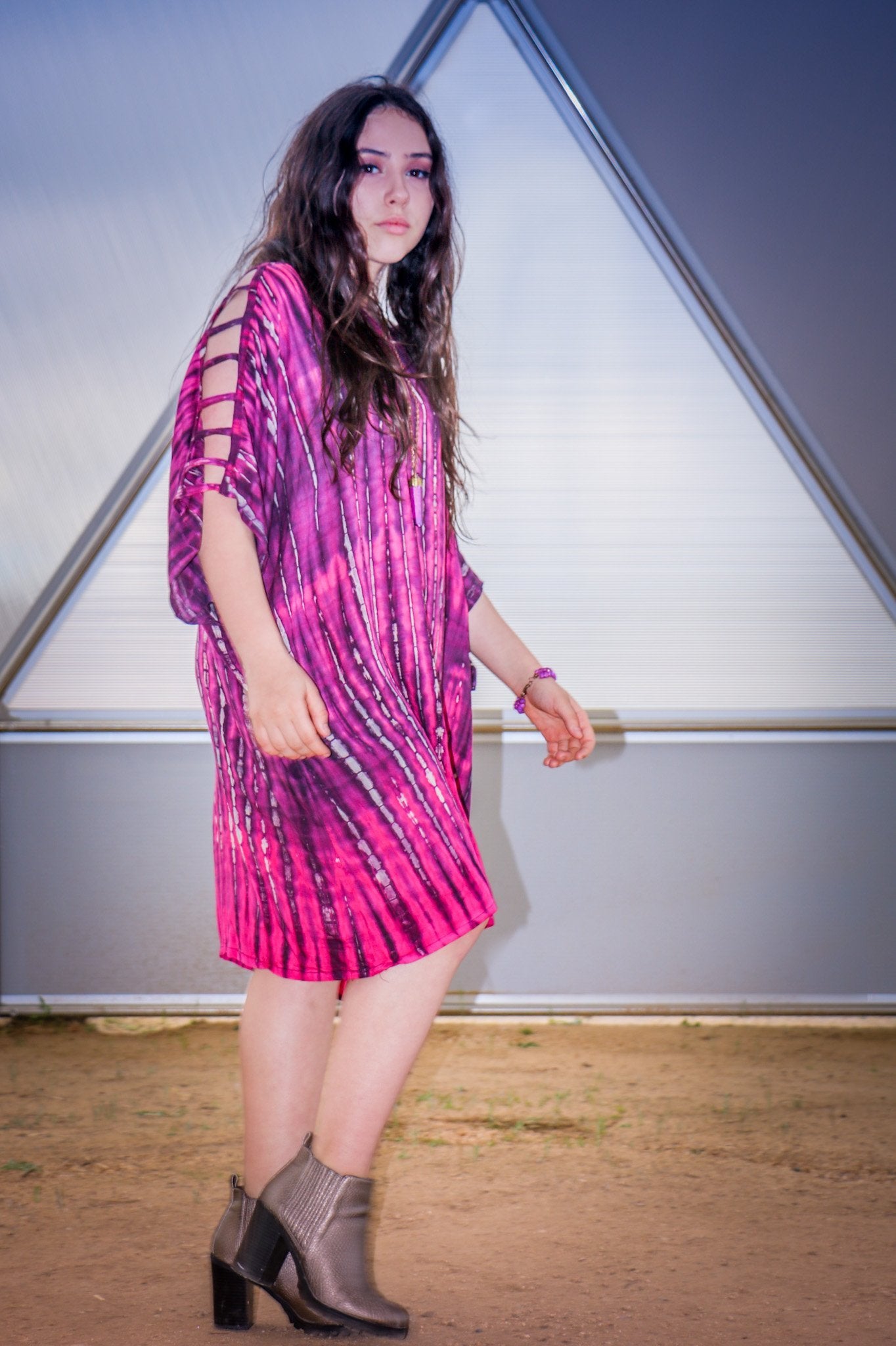 ADIM TUNIC - ELECTRIC FUCHSIA / BAMBOO STRIPE - BHAVANI COLLECTIVE