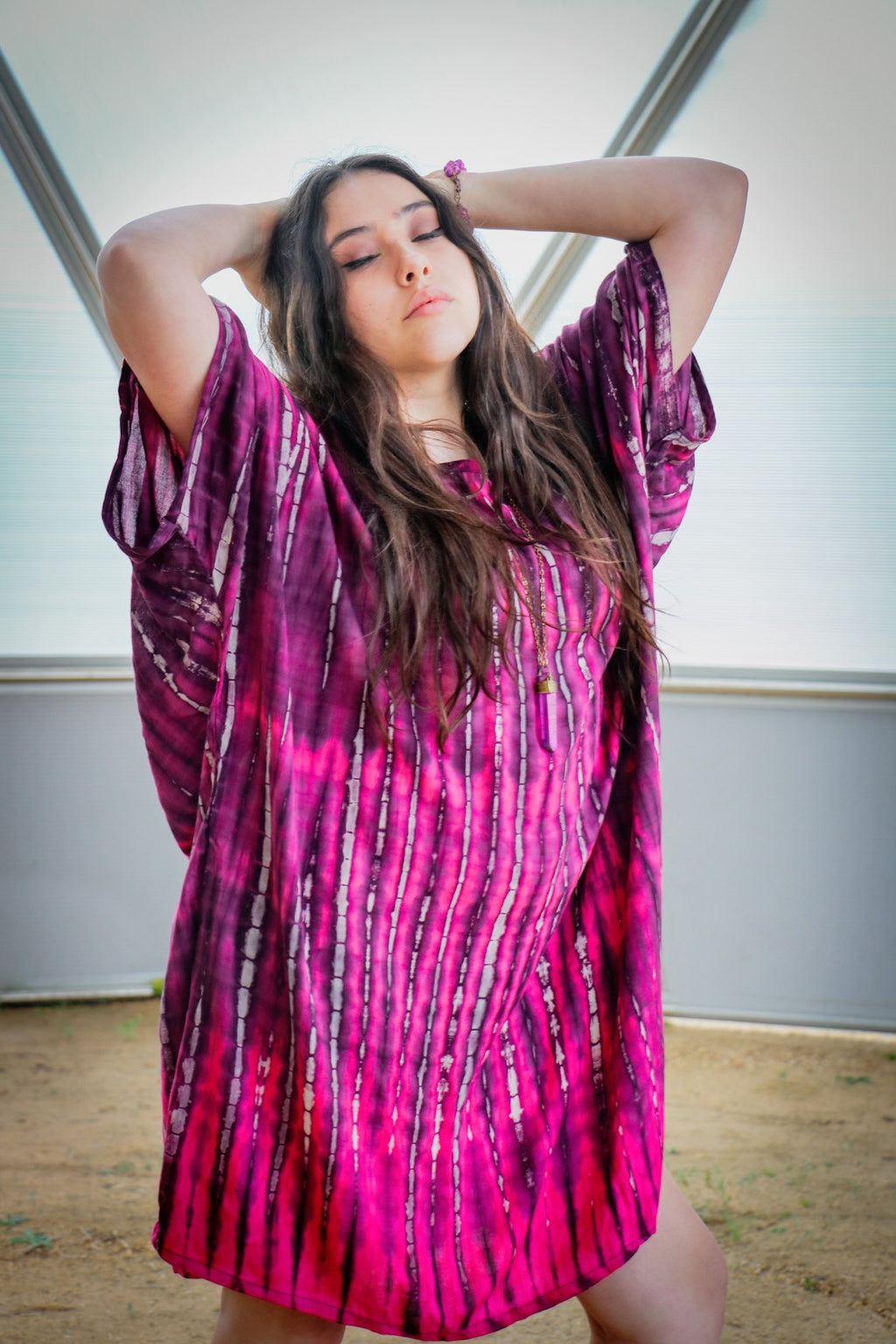ADIM TUNIC - ELECTRIC FUCHSIA / BAMBOO STRIPE - BHAVANI COLLECTIVE
