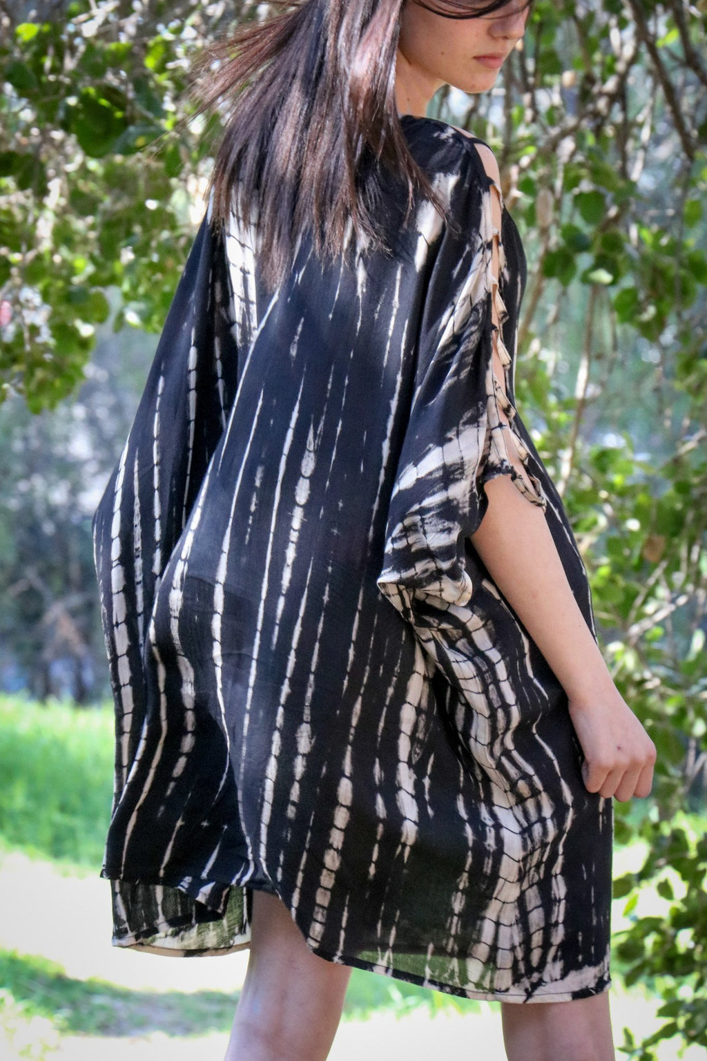 ADIM TUNIC - OBSIDIAN / BAMBOO STRIPE - BHAVANI COLLECTIVE