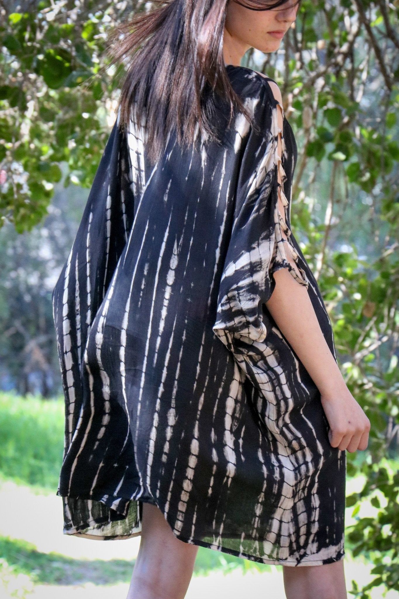 ADIM TUNIC - OBSIDIAN / BAMBOO STRIPE - BHAVANI COLLECTIVE