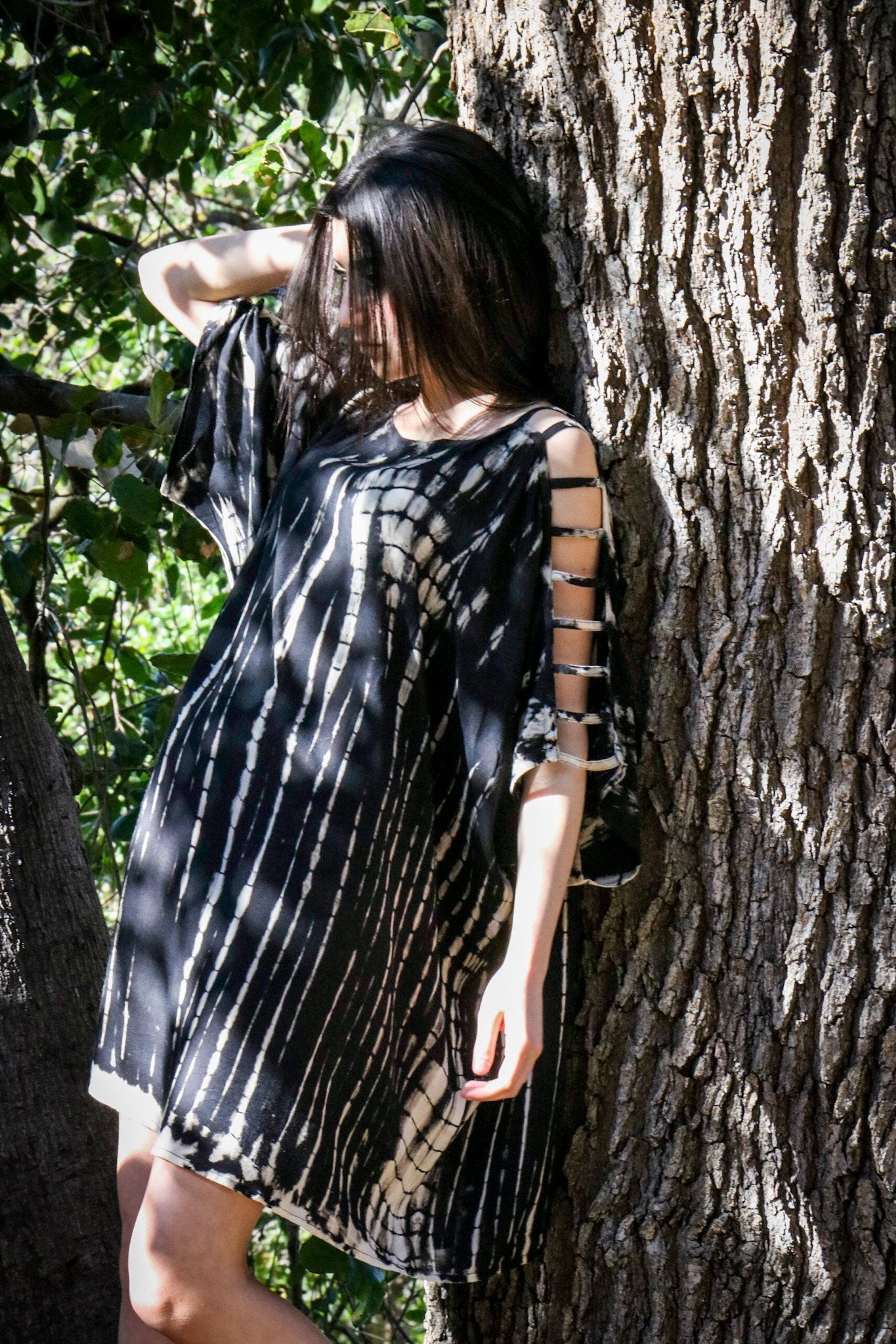 ADIM TUNIC - OBSIDIAN / BAMBOO STRIPE - BHAVANI COLLECTIVE