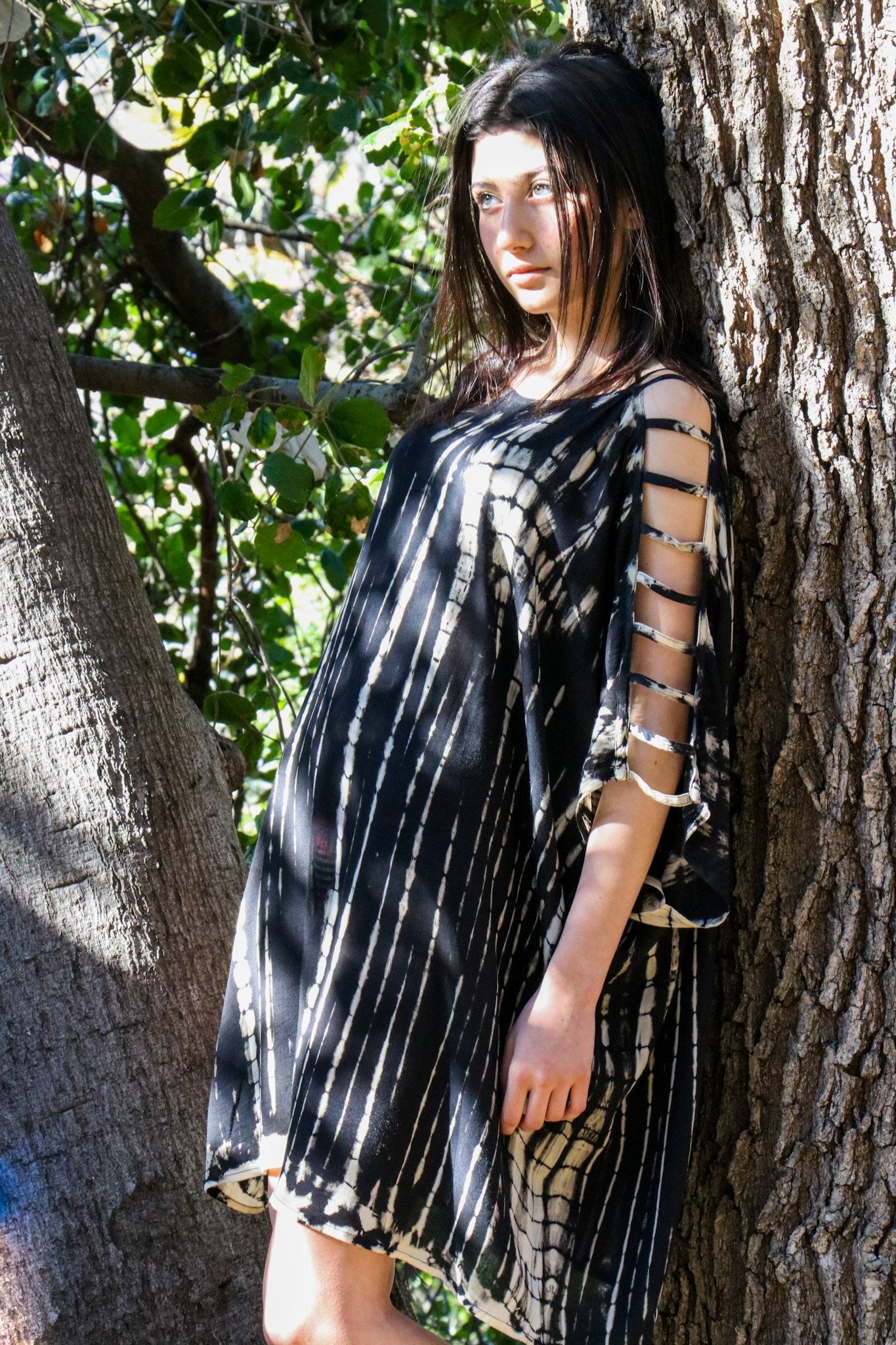 ADIM TUNIC - OBSIDIAN / BAMBOO STRIPE - BHAVANI COLLECTIVE