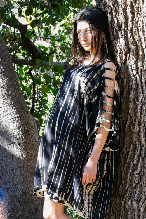 ADIM TUNIC - OBSIDIAN / BAMBOO STRIPE - BHAVANI COLLECTIVE
