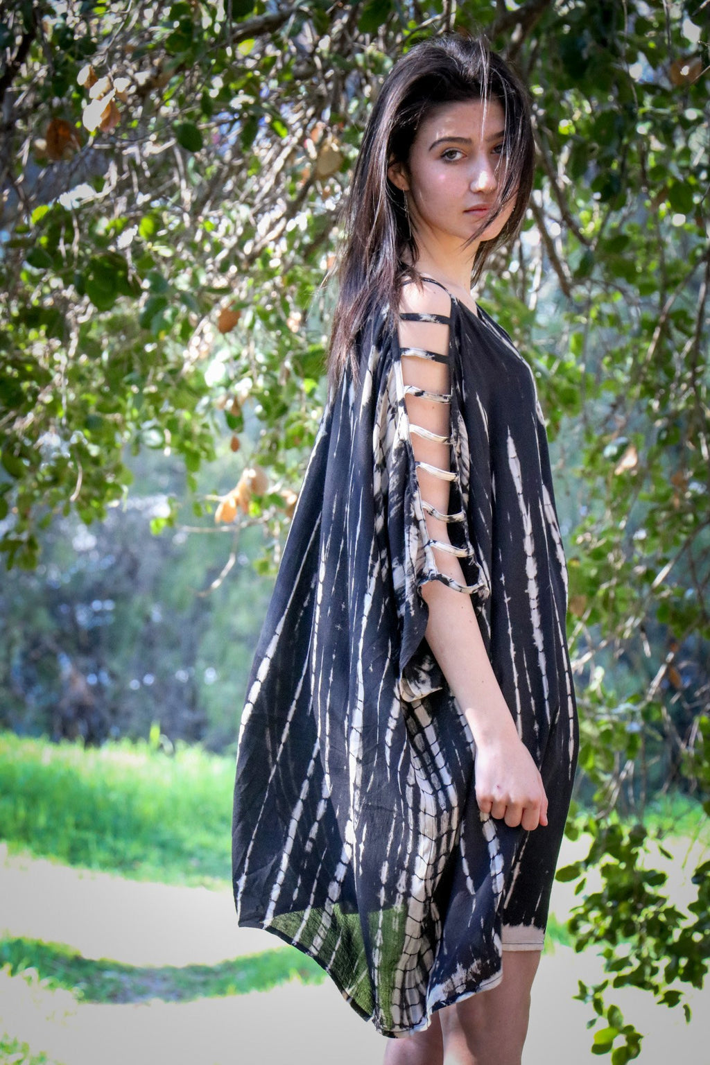ADIM TUNIC - OBSIDIAN / BAMBOO STRIPE - BHAVANI COLLECTIVE