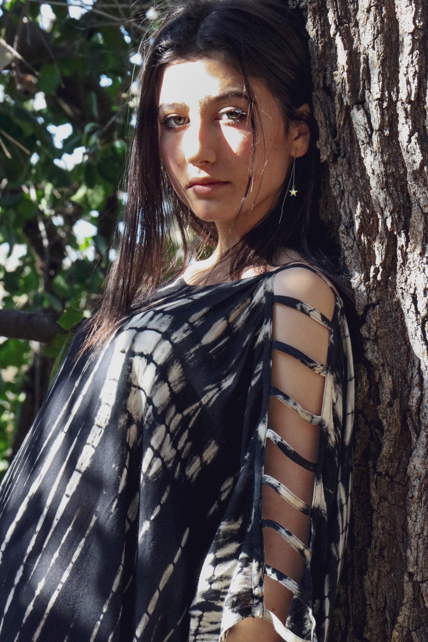 ADIM TUNIC - OBSIDIAN / BAMBOO STRIPE - BHAVANI COLLECTIVE