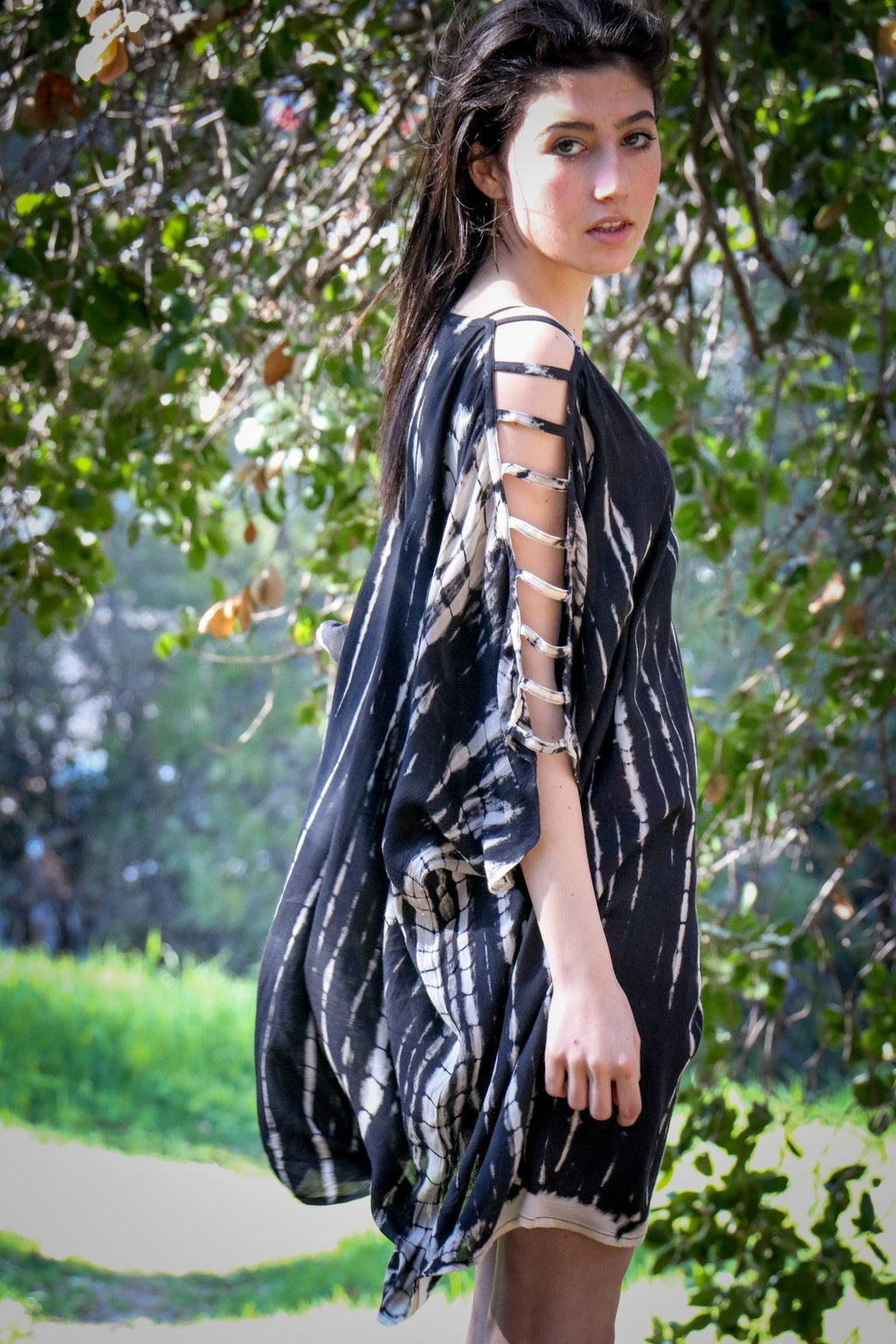 ADIM TUNIC - OBSIDIAN / BAMBOO STRIPE - BHAVANI COLLECTIVE