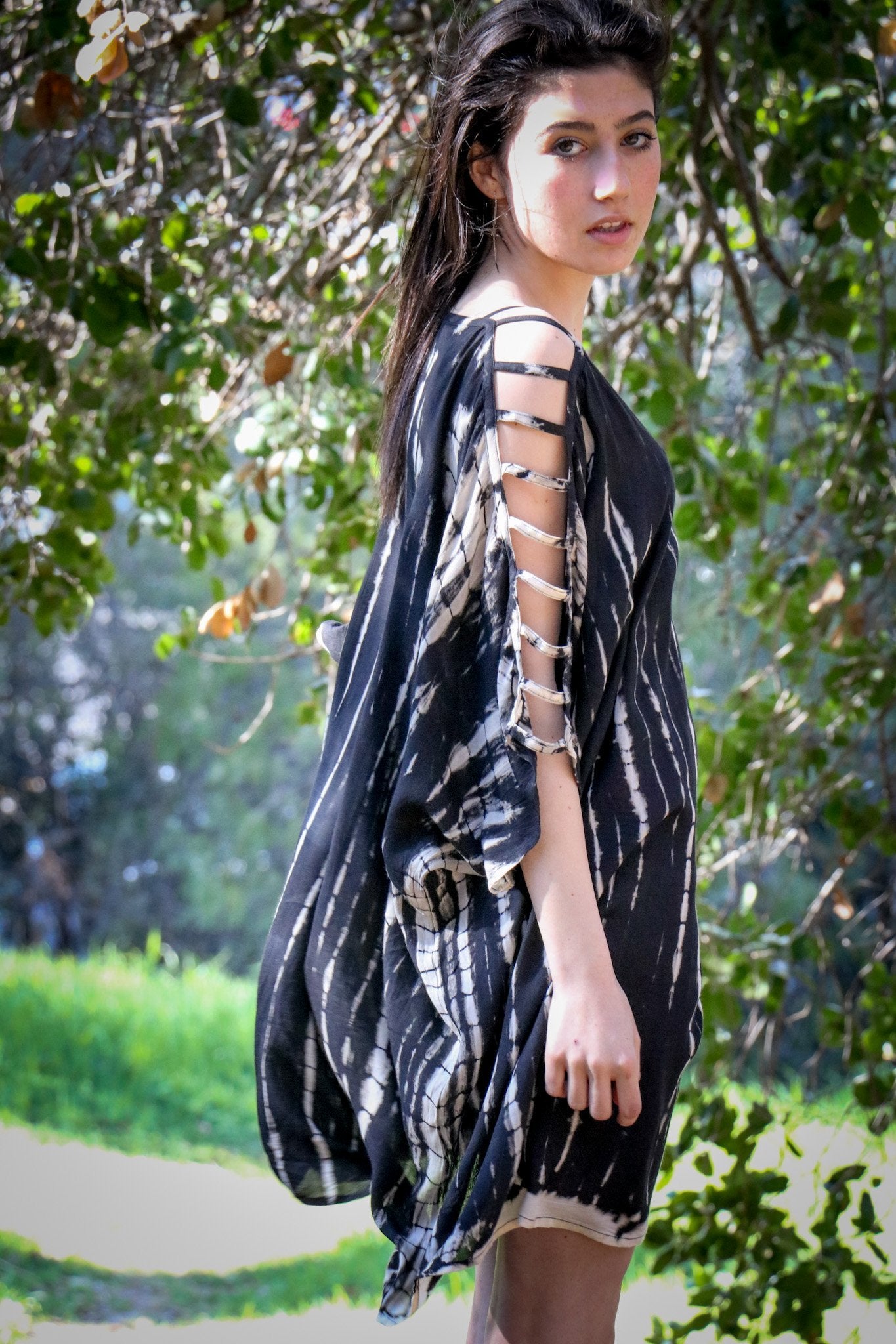 ADIM TUNIC - OBSIDIAN / BAMBOO STRIPE - BHAVANI COLLECTIVE