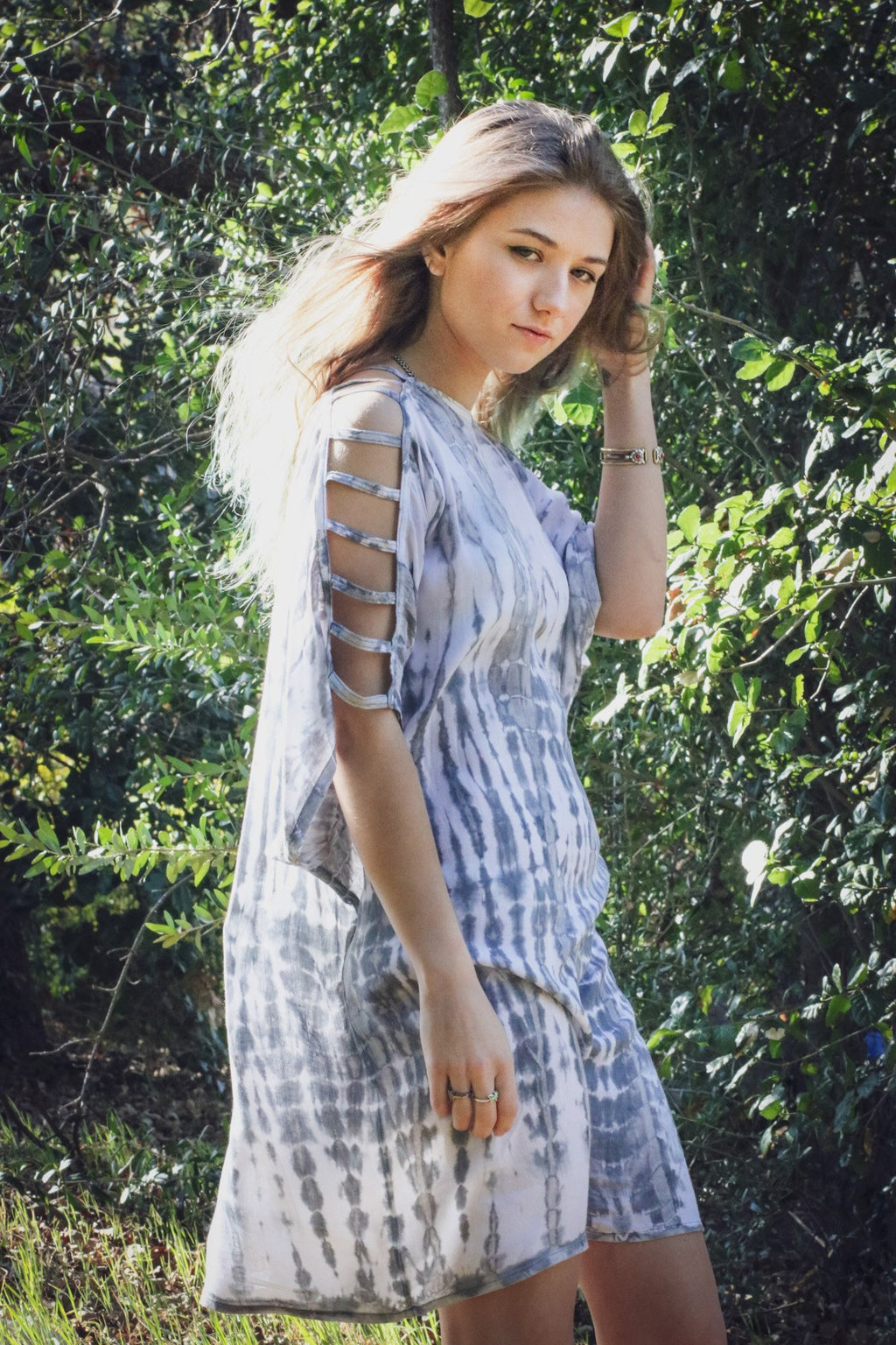 ADIM TUNIC - SILVER / BAMBOO STRIPE - BHAVANI COLLECTIVE