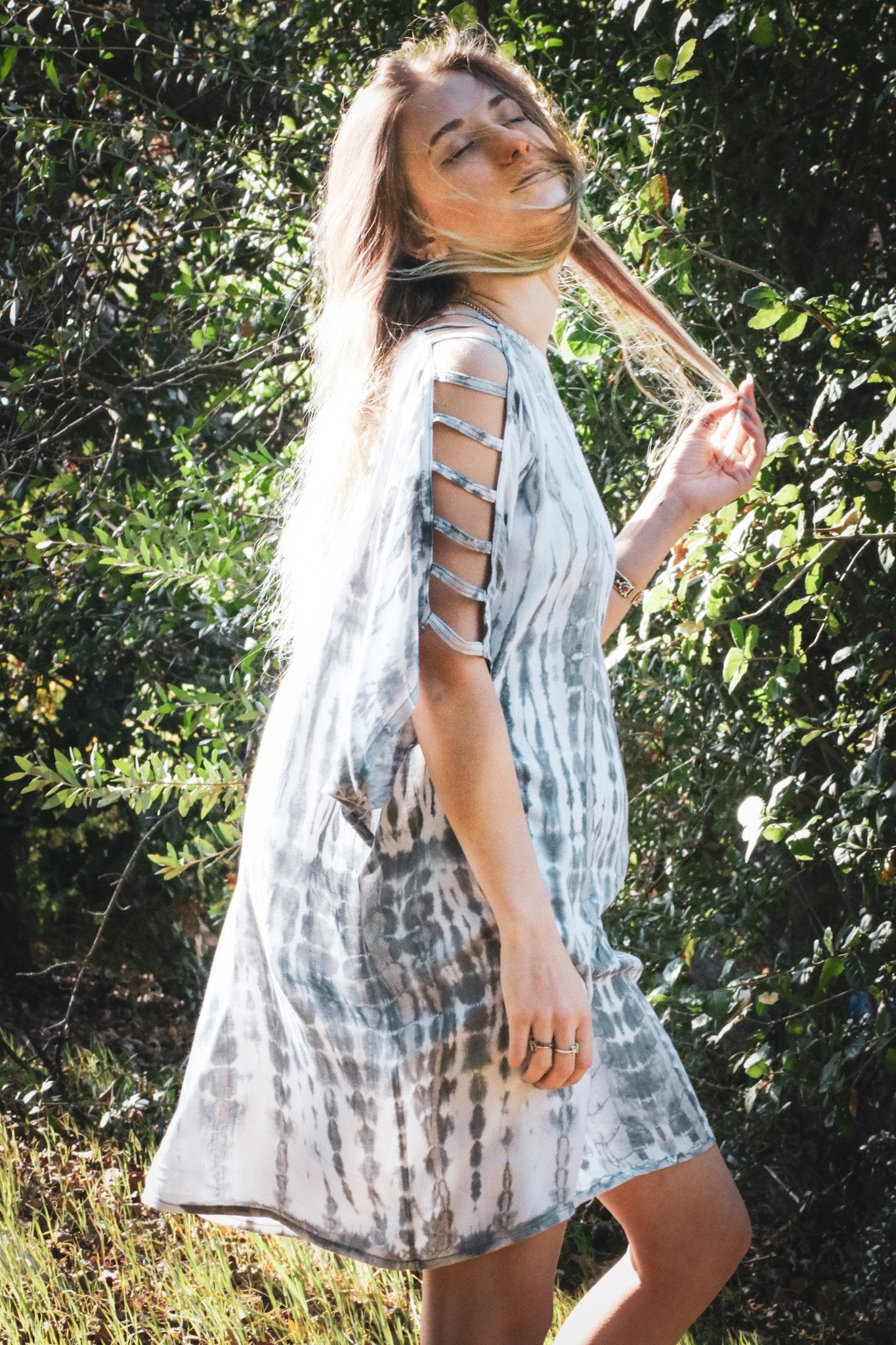 ADIM TUNIC - SILVER / BAMBOO STRIPE - BHAVANI COLLECTIVE