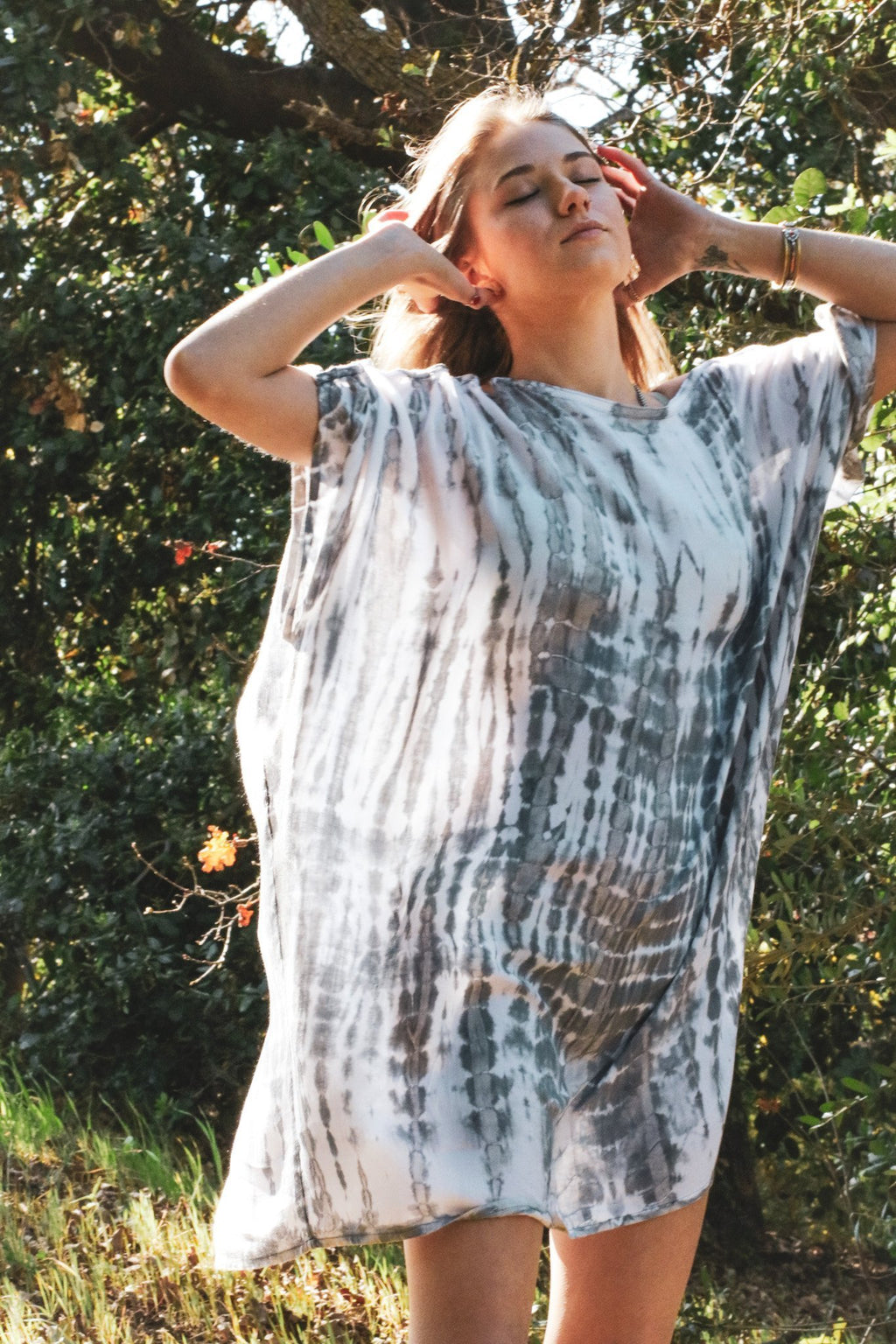 ADIM TUNIC - SILVER / BAMBOO STRIPE - BHAVANI COLLECTIVE