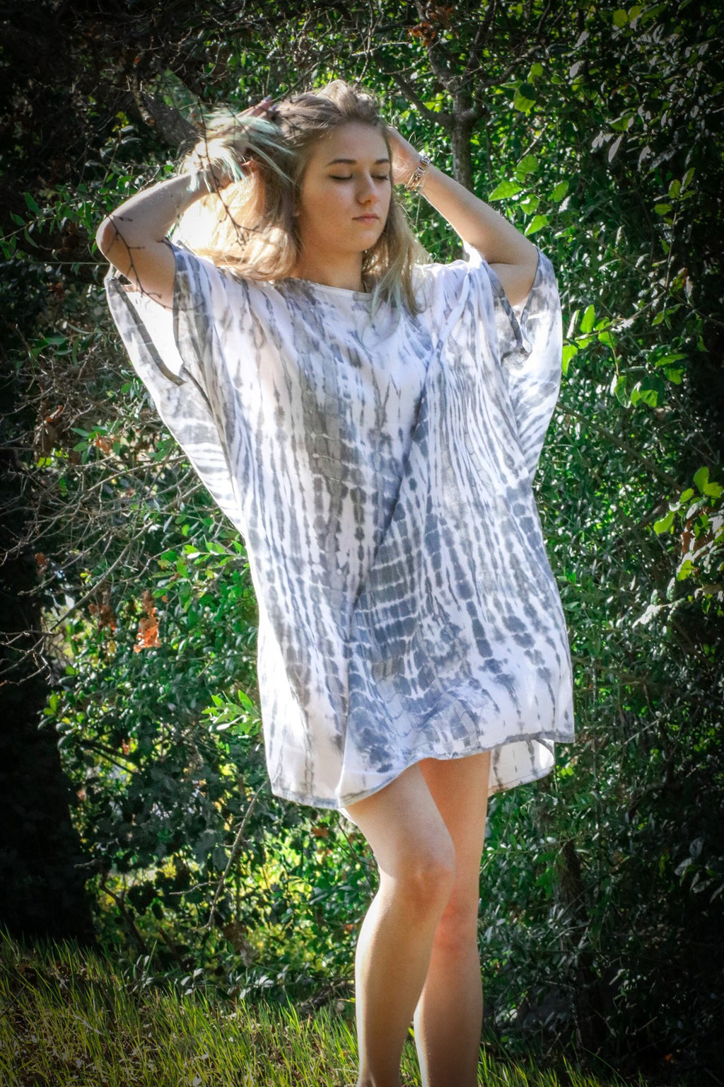 ADIM TUNIC - SILVER / BAMBOO STRIPE - BHAVANI COLLECTIVE
