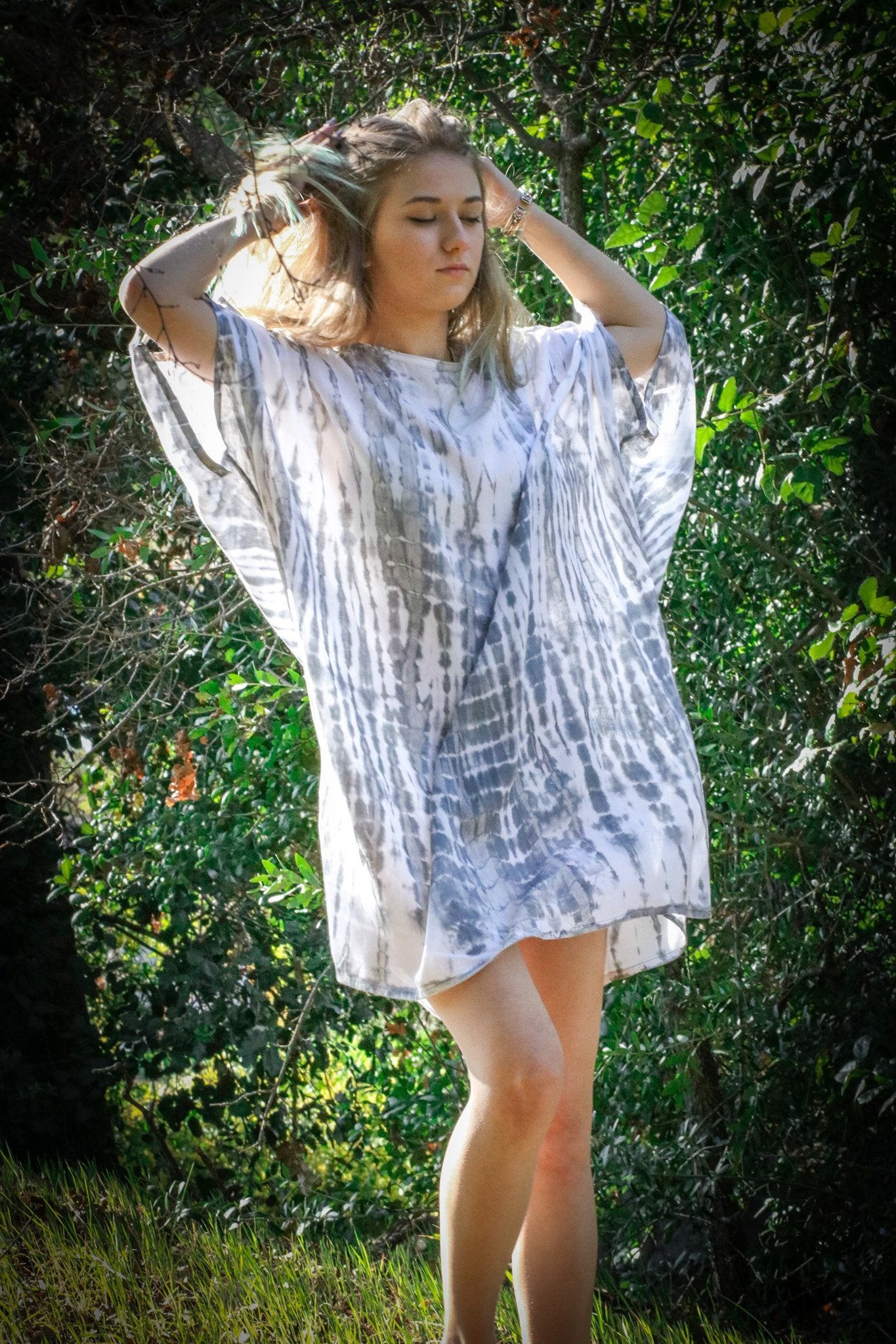 ADIM TUNIC - SILVER / BAMBOO STRIPE - BHAVANI COLLECTIVE