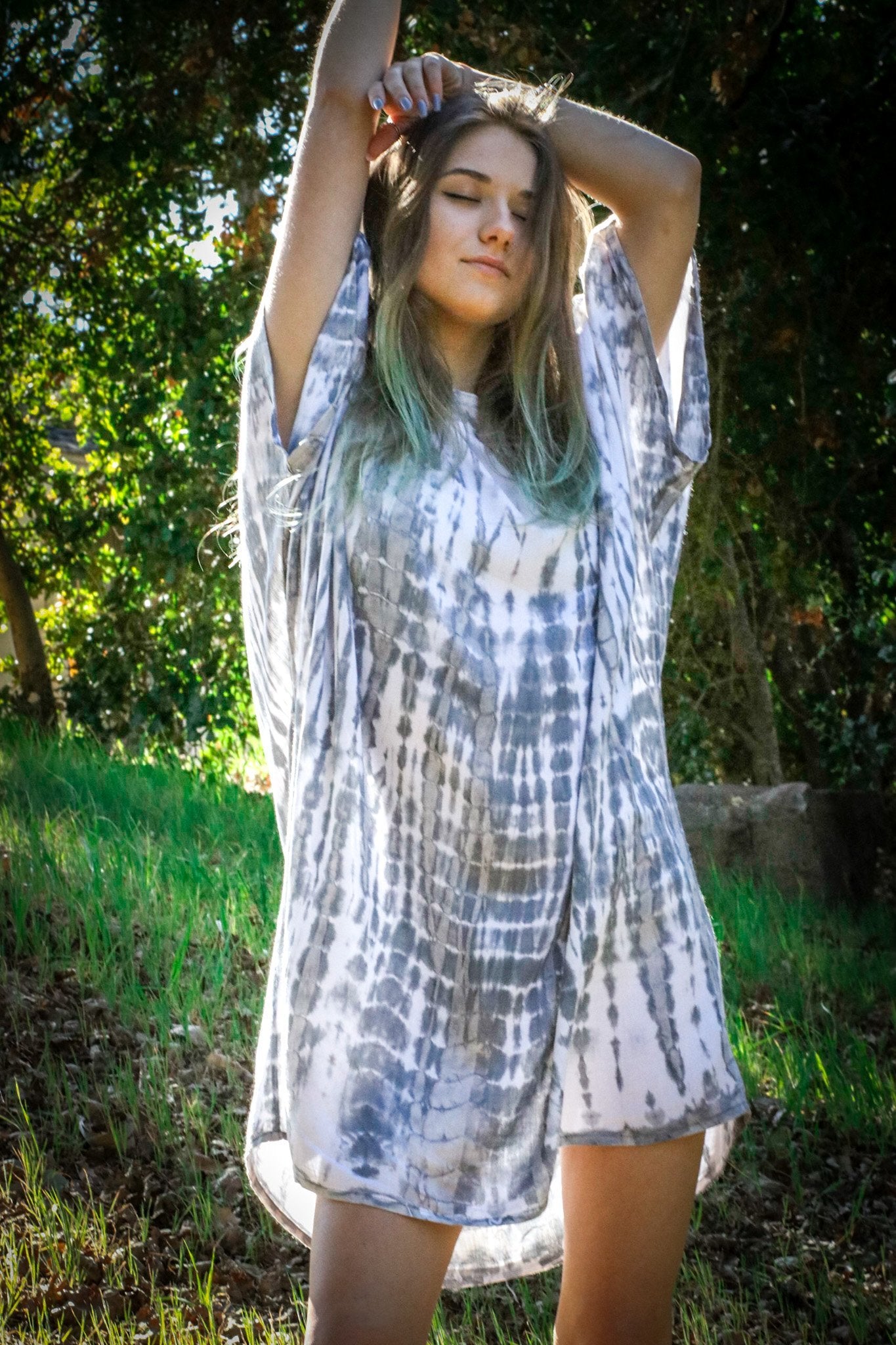 ADIM TUNIC - SILVER / BAMBOO STRIPE - BHAVANI COLLECTIVE