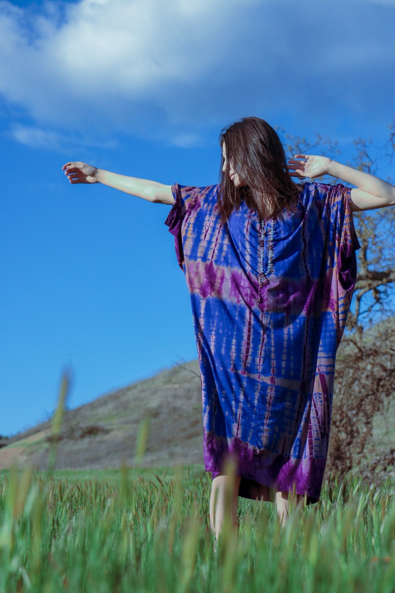 CHRYSALIS COCOON DRESS - LAPIS / BAMBOO STRIPE - BHAVANI COLLECTIVE