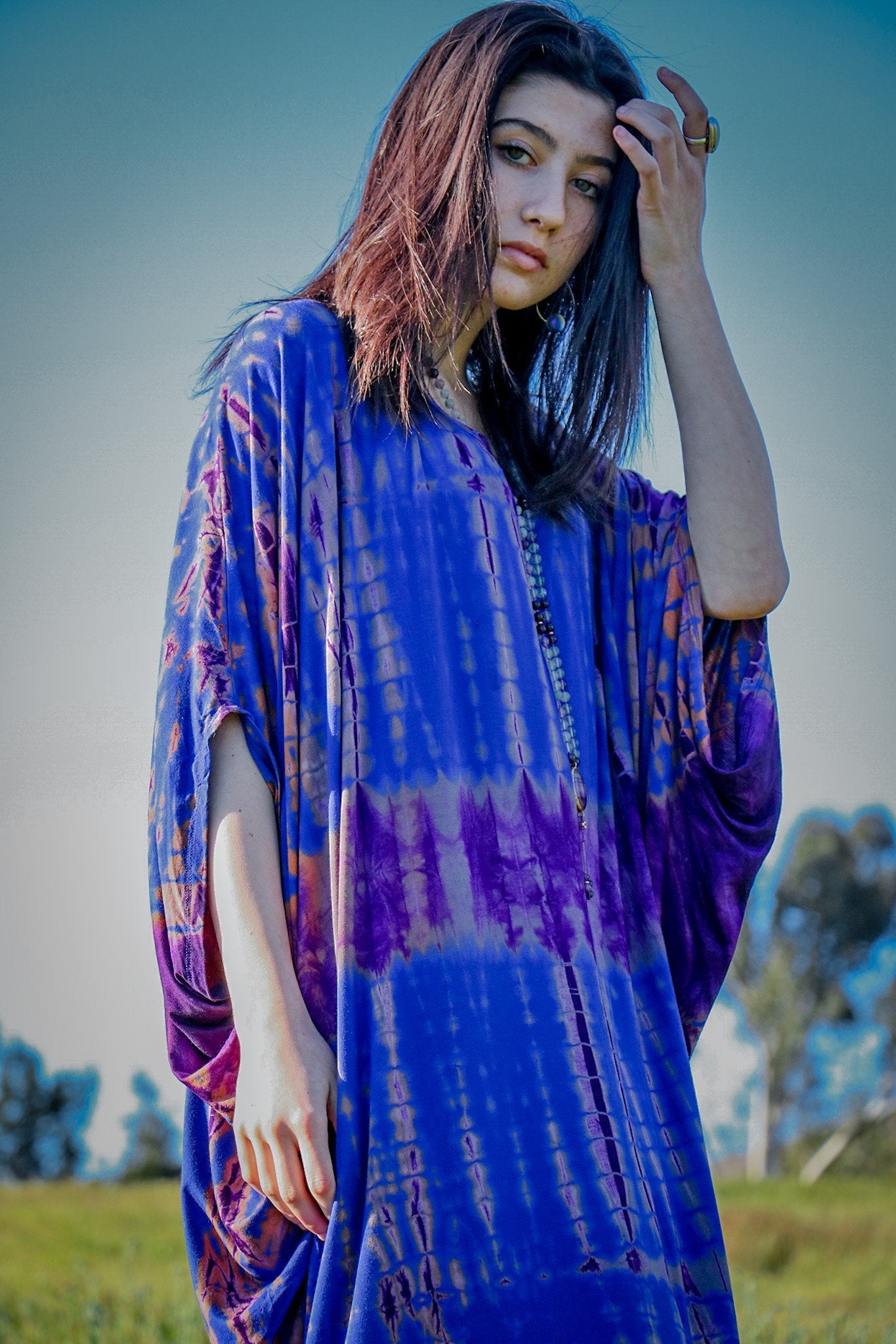 CHRYSALIS COCOON DRESS - LAPIS / BAMBOO STRIPE - BHAVANI COLLECTIVE