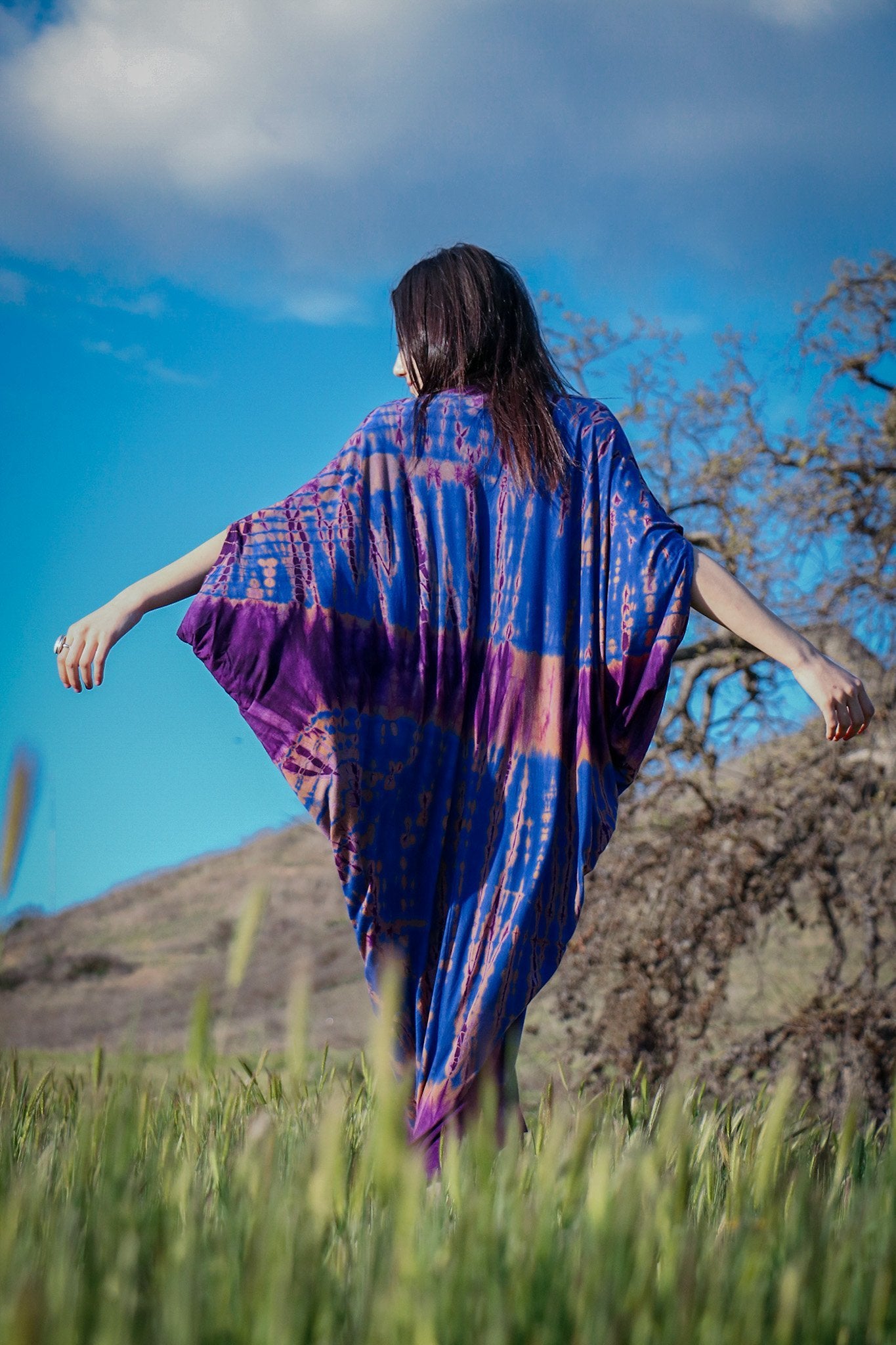 CHRYSALIS COCOON DRESS - LAPIS / BAMBOO STRIPE - BHAVANI COLLECTIVE