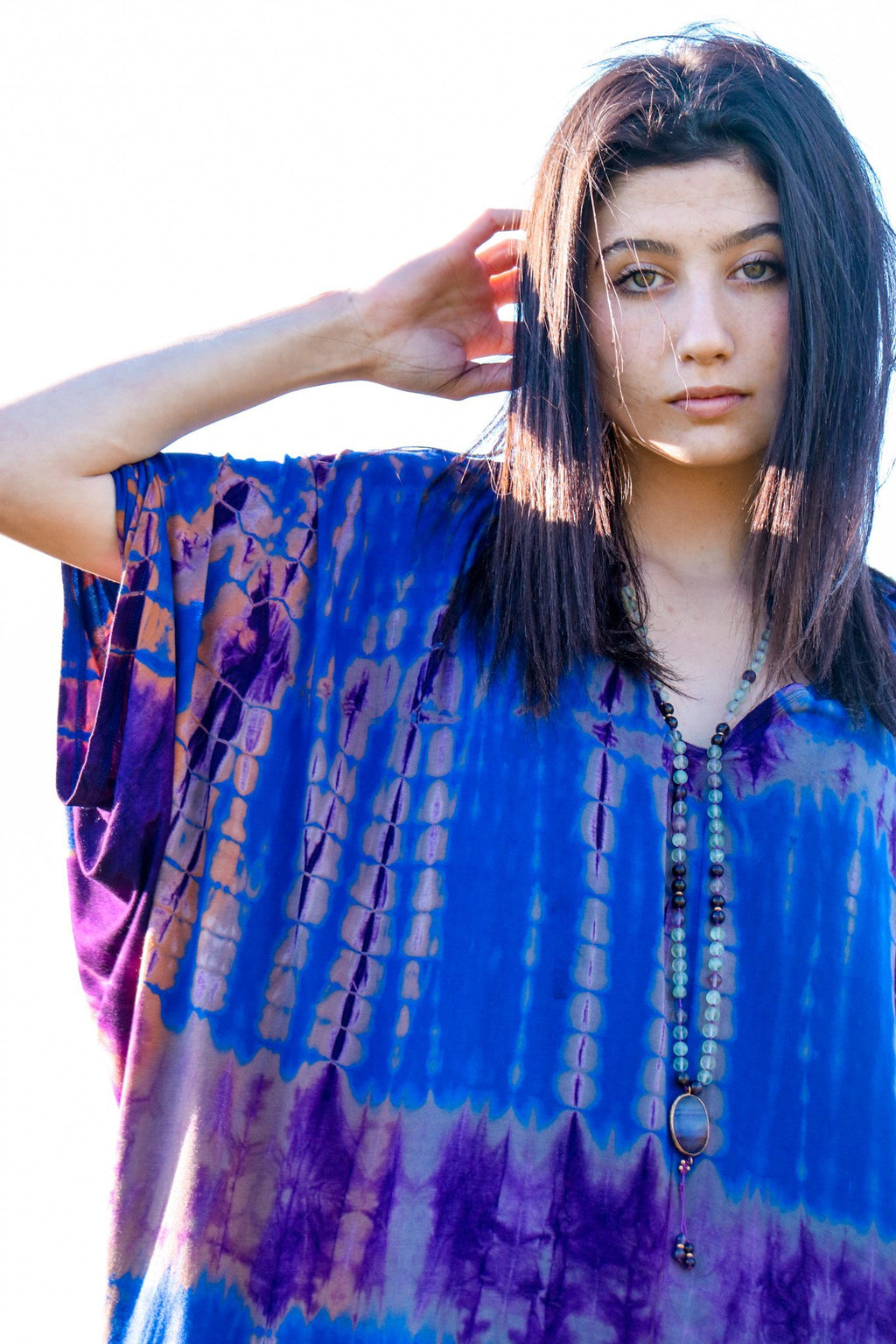 CHRYSALIS COCOON DRESS - LAPIS / BAMBOO STRIPE - BHAVANI COLLECTIVE