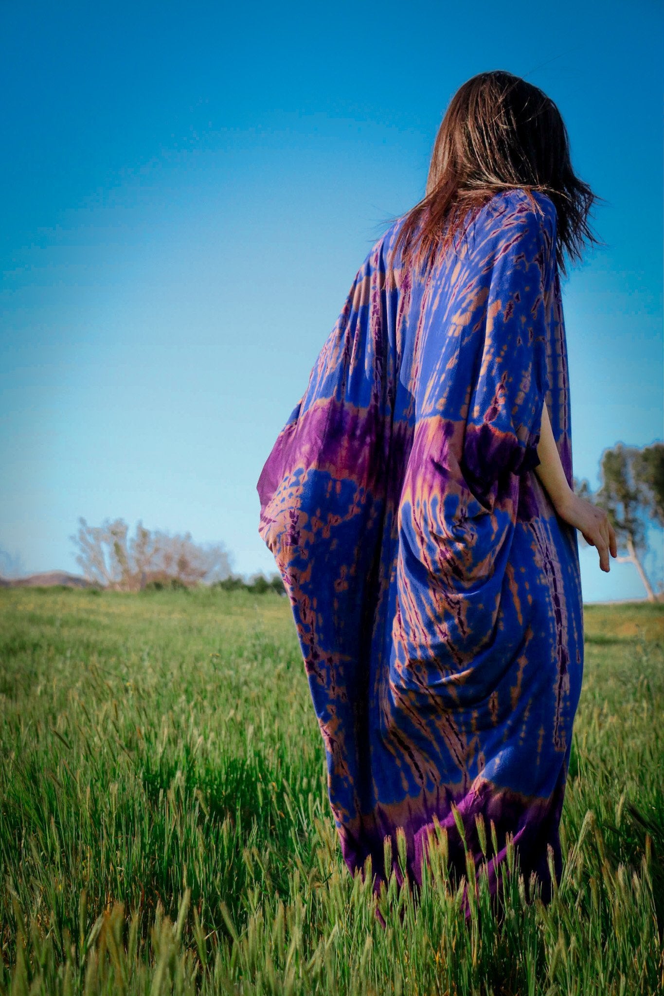 CHRYSALIS COCOON DRESS - LAPIS / BAMBOO STRIPE - BHAVANI COLLECTIVE