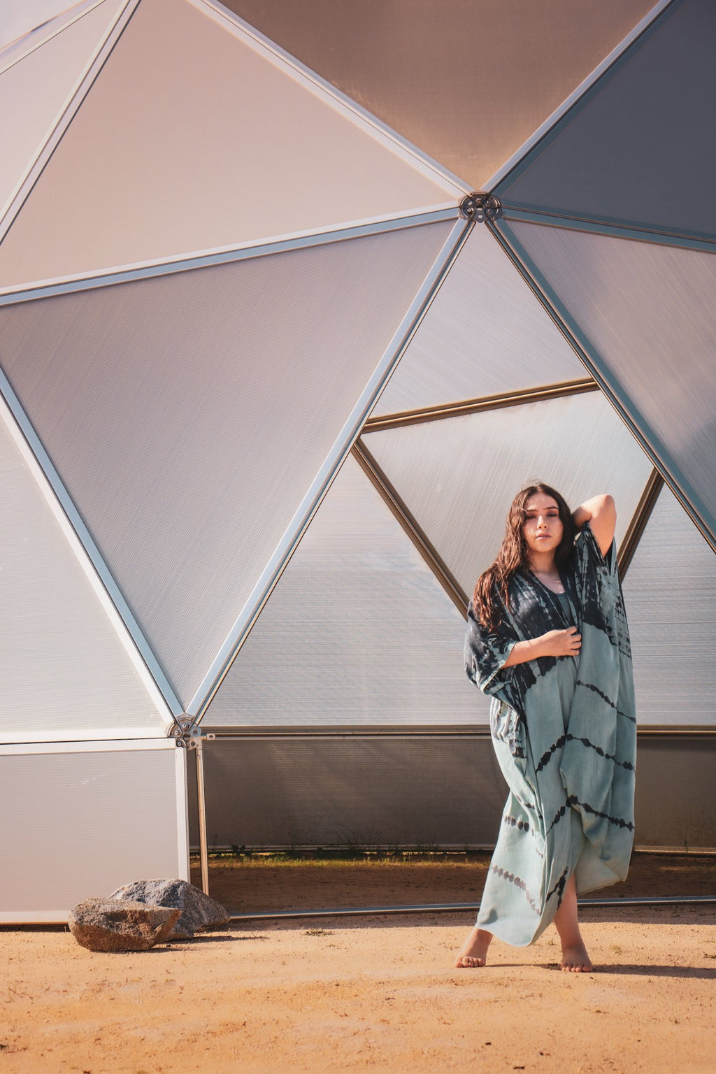GODDESS KIMONO - AGAVE / GHOST STRIPE - BHAVANI COLLECTIVE