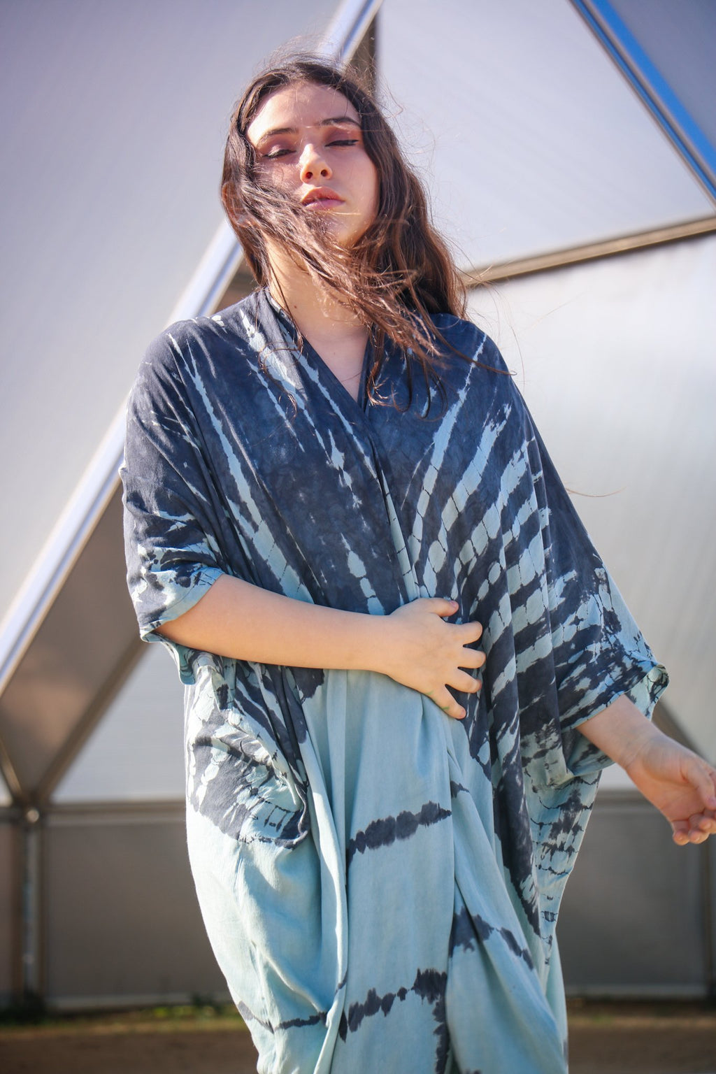 GODDESS KIMONO - AGAVE / GHOST STRIPE - BHAVANI COLLECTIVE
