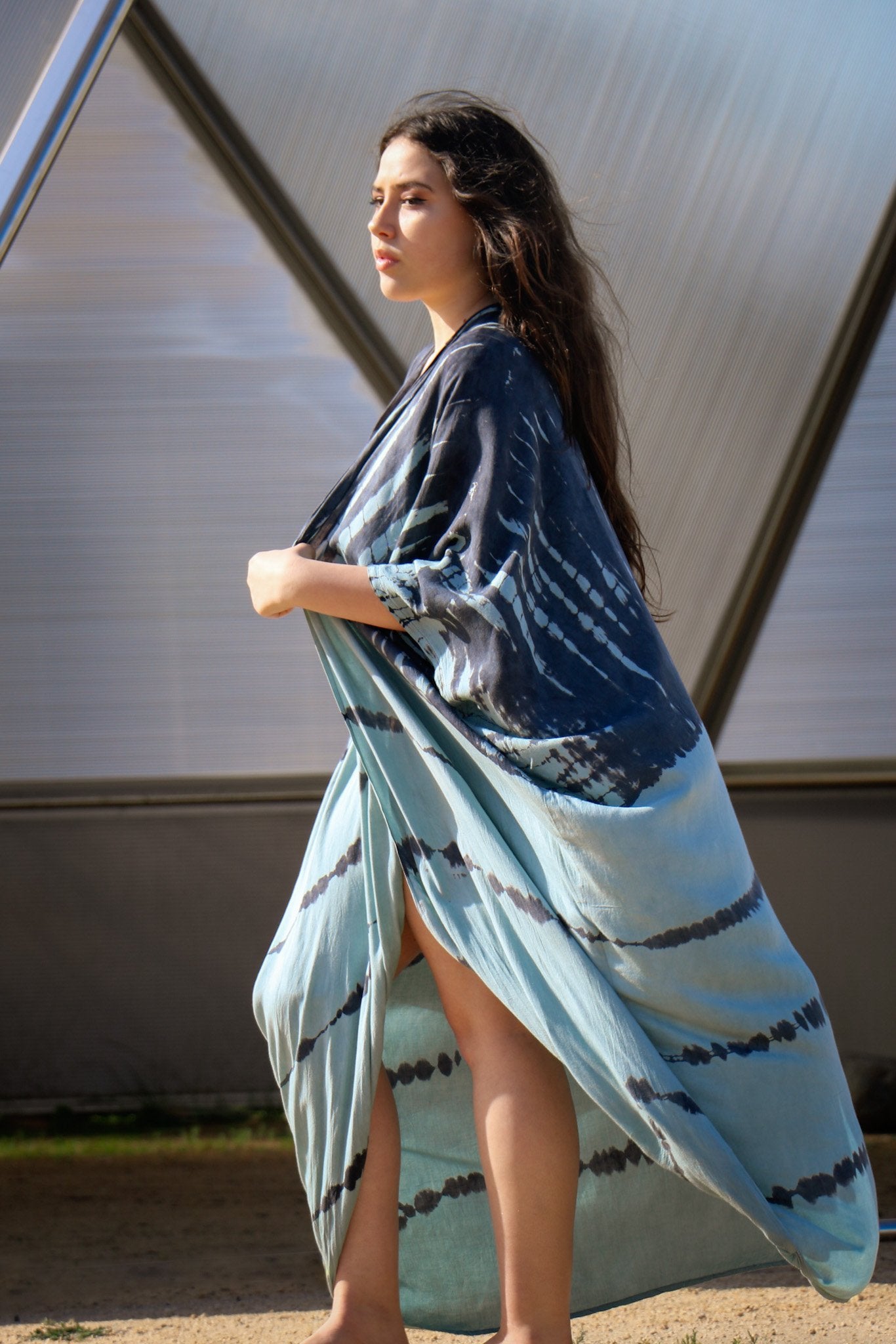 GODDESS KIMONO - AGAVE / GHOST STRIPE - BHAVANI COLLECTIVE