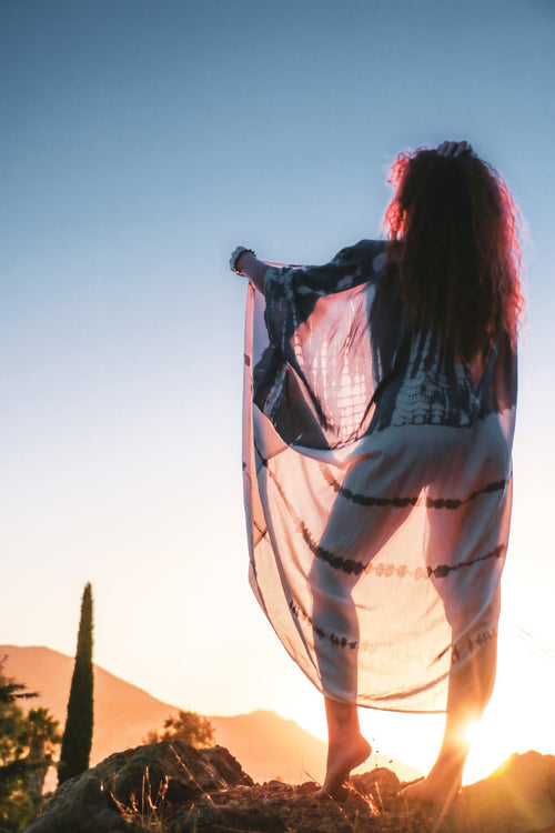 GODDESS KIMONO - CLOUD / GHOST STRIPE - BHAVANI COLLECTIVE