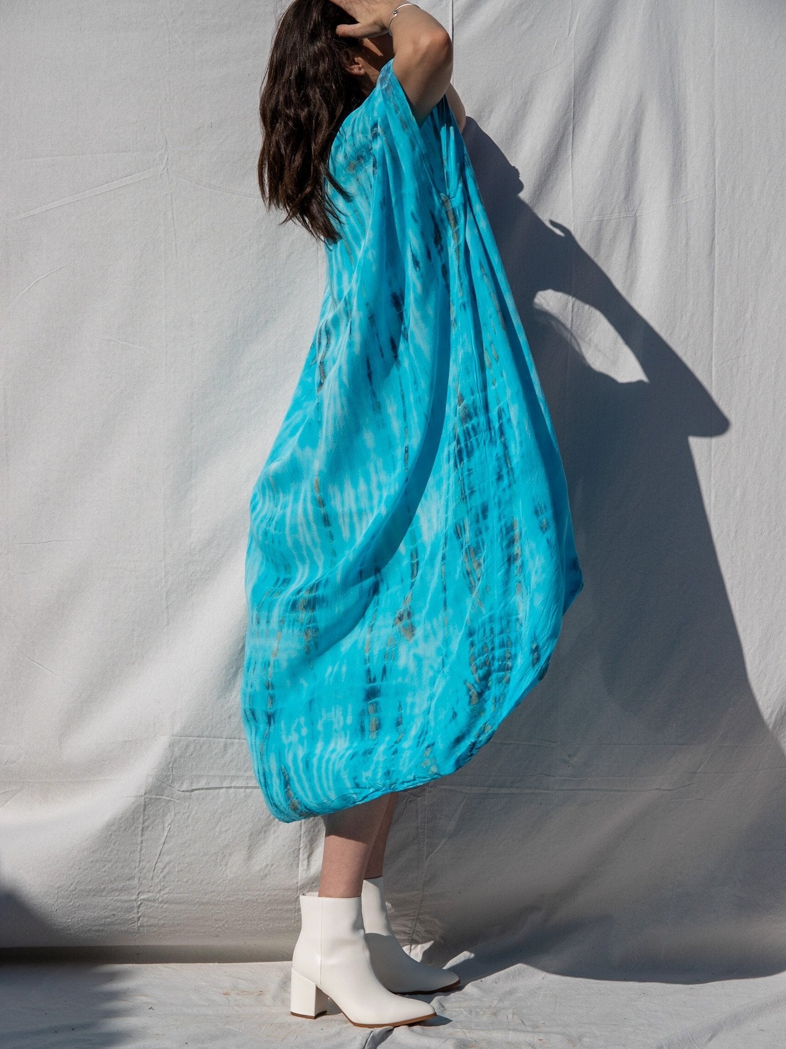 GODDESS KIMONO - ELECTRIC AQUA / BAMBOO STRIPE - BHAVANI COLLECTIVE