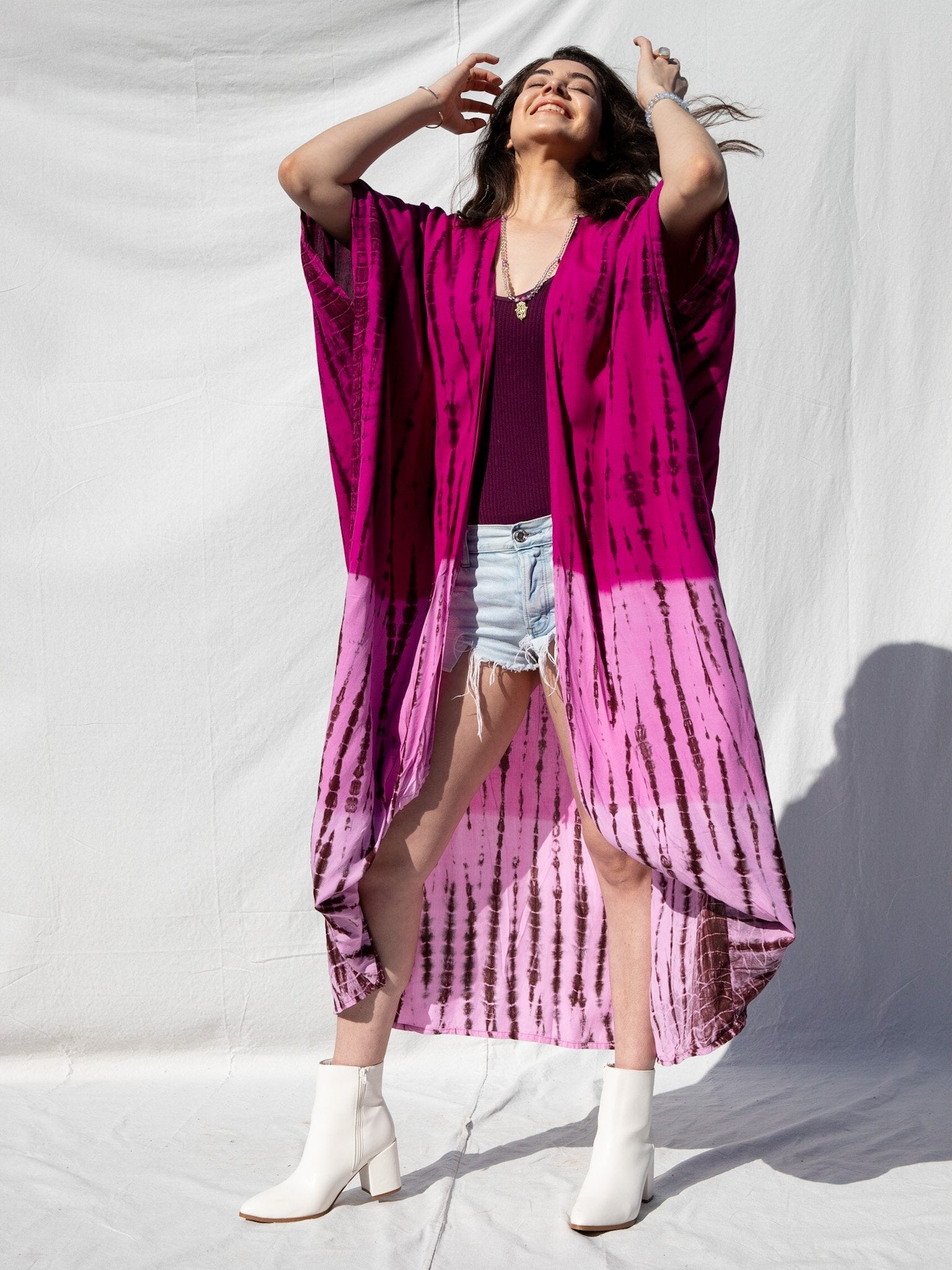 GODDESS KIMONO - ELECTRIC FUCHSIA OMBRE - BHAVANI COLLECTIVE