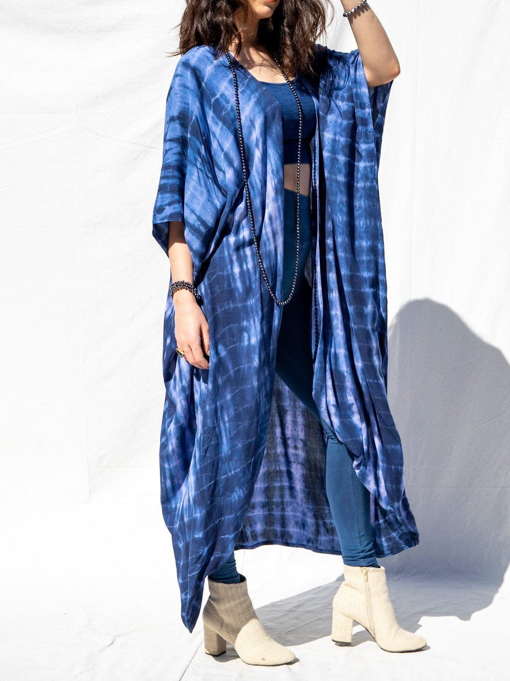 GODDESS KIMONO - INDIGO / BAMBOO STRIPE - BHAVANI COLLECTIVE