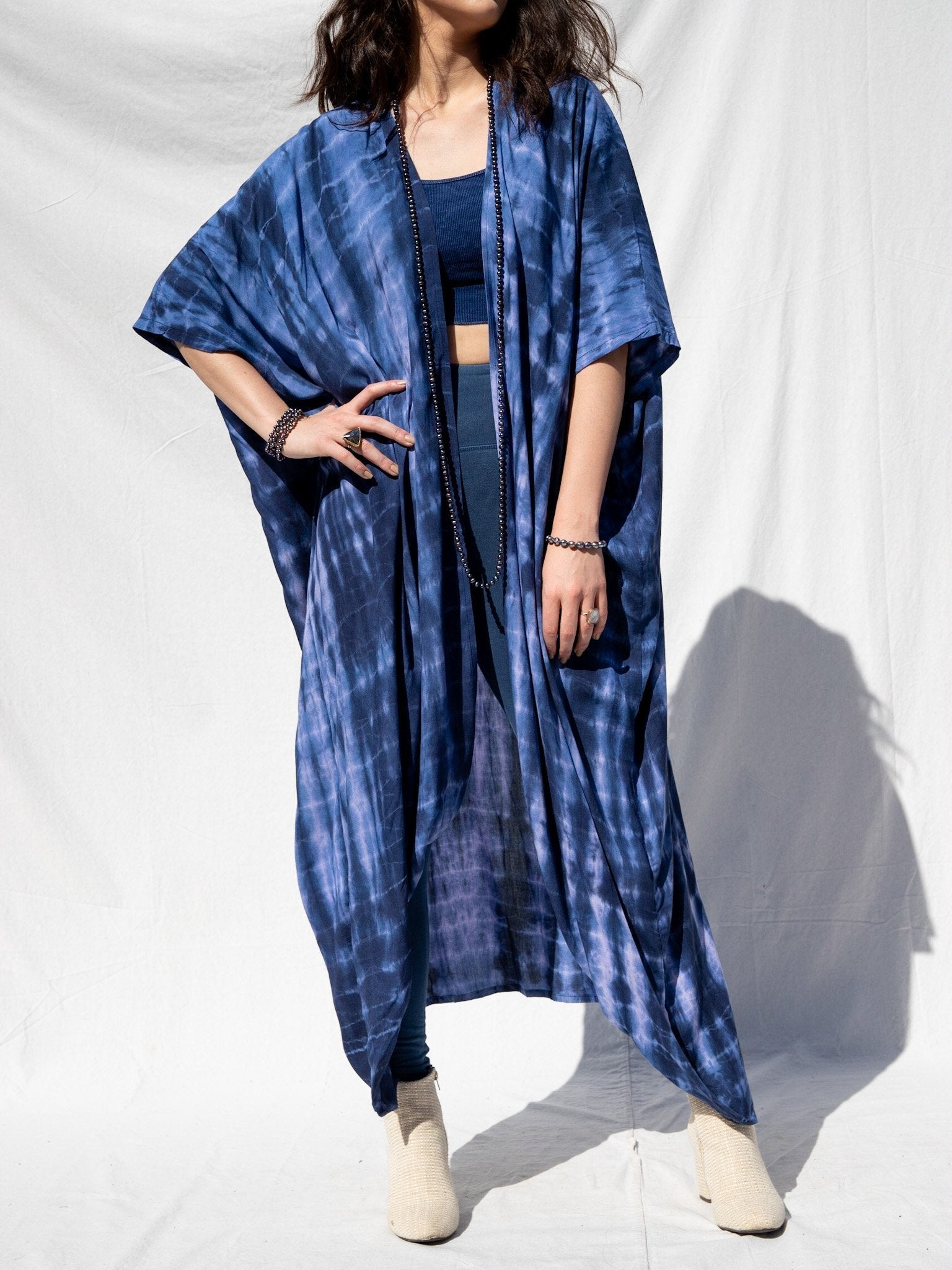 GODDESS KIMONO - INDIGO / BAMBOO STRIPE - BHAVANI COLLECTIVE