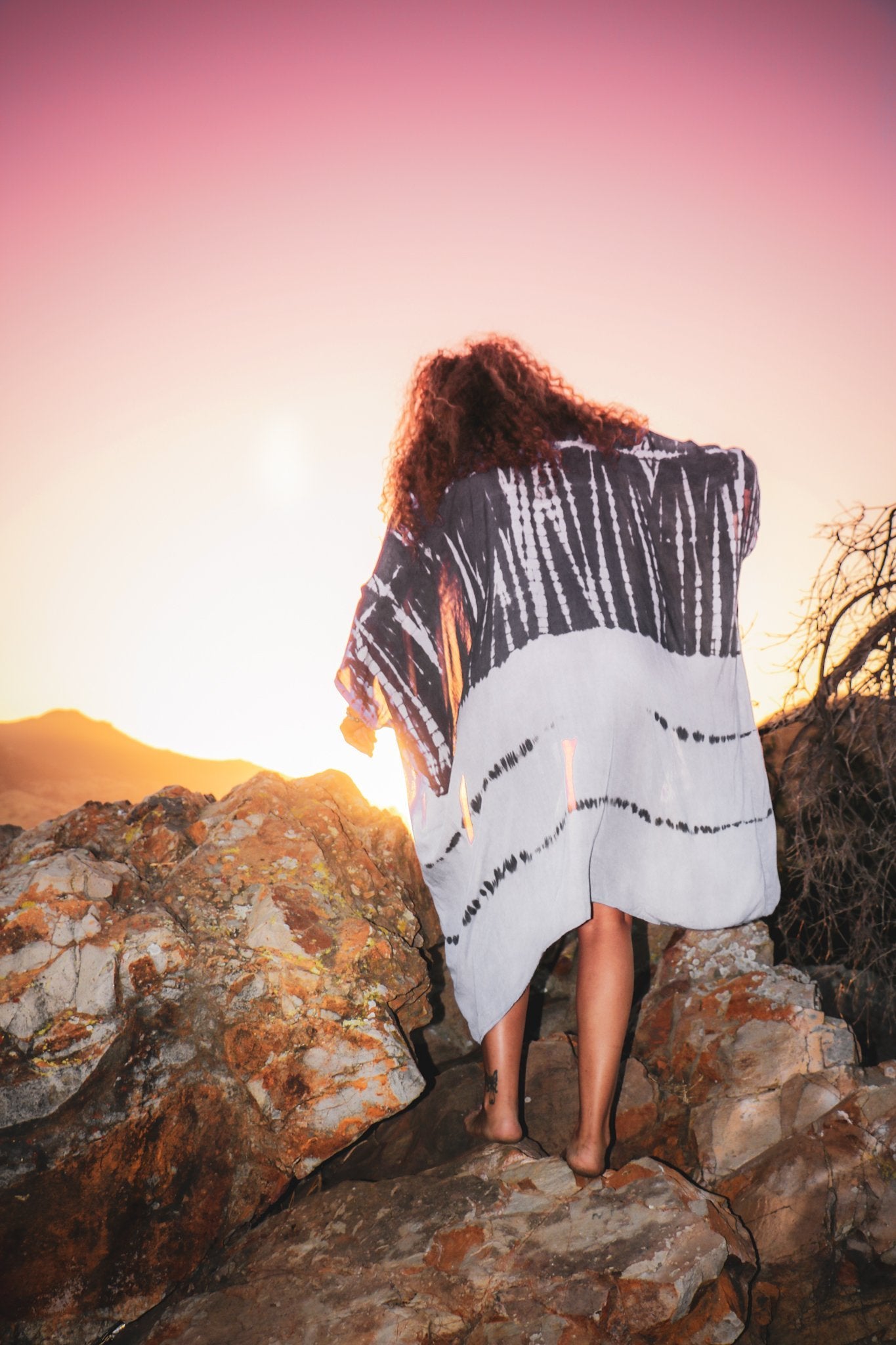 GODDESS KIMONO - SILVER / GHOST STRIPE - BHAVANI COLLECTIVE