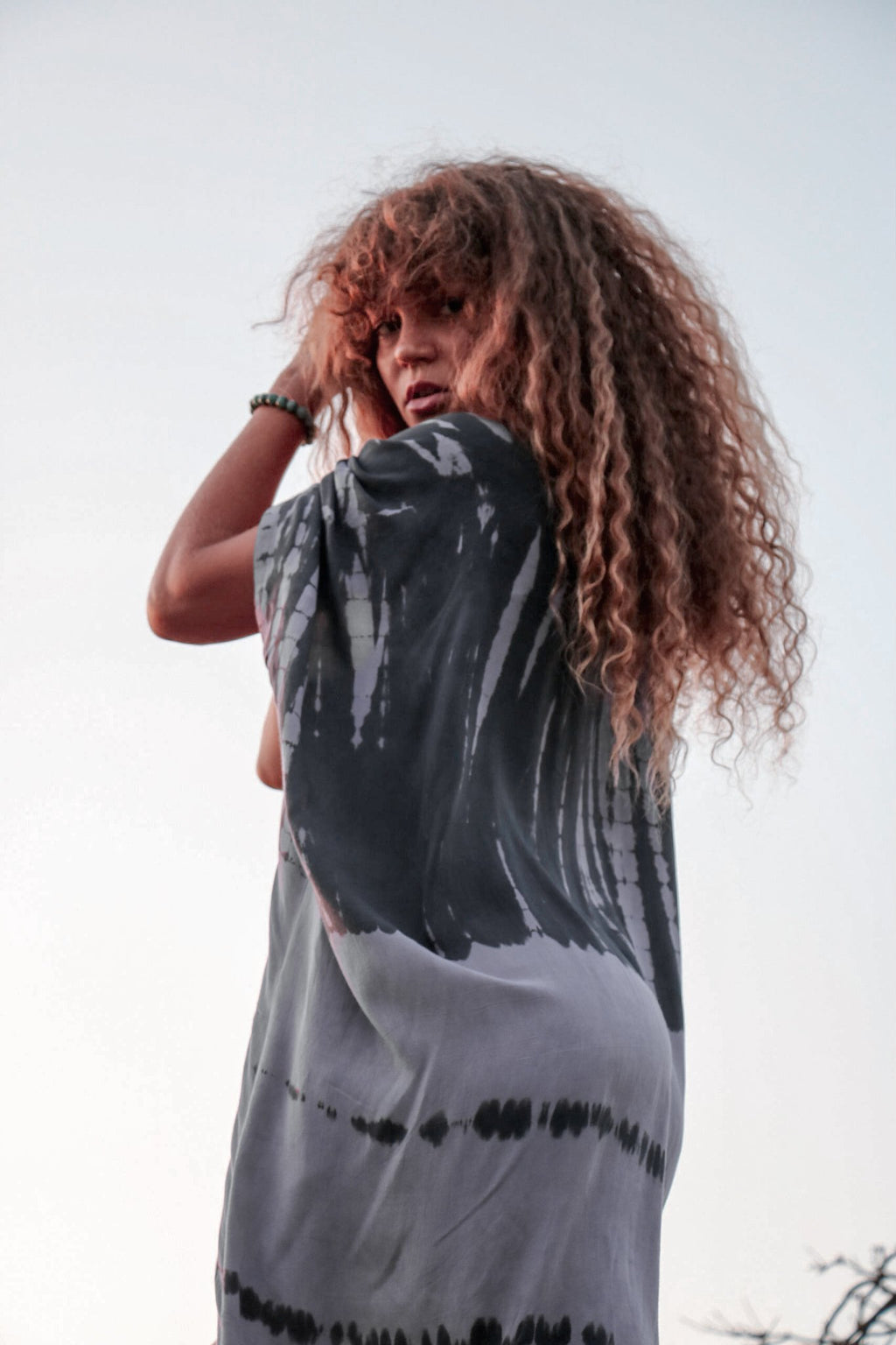 GODDESS KIMONO - SILVER / GHOST STRIPE - BHAVANI COLLECTIVE