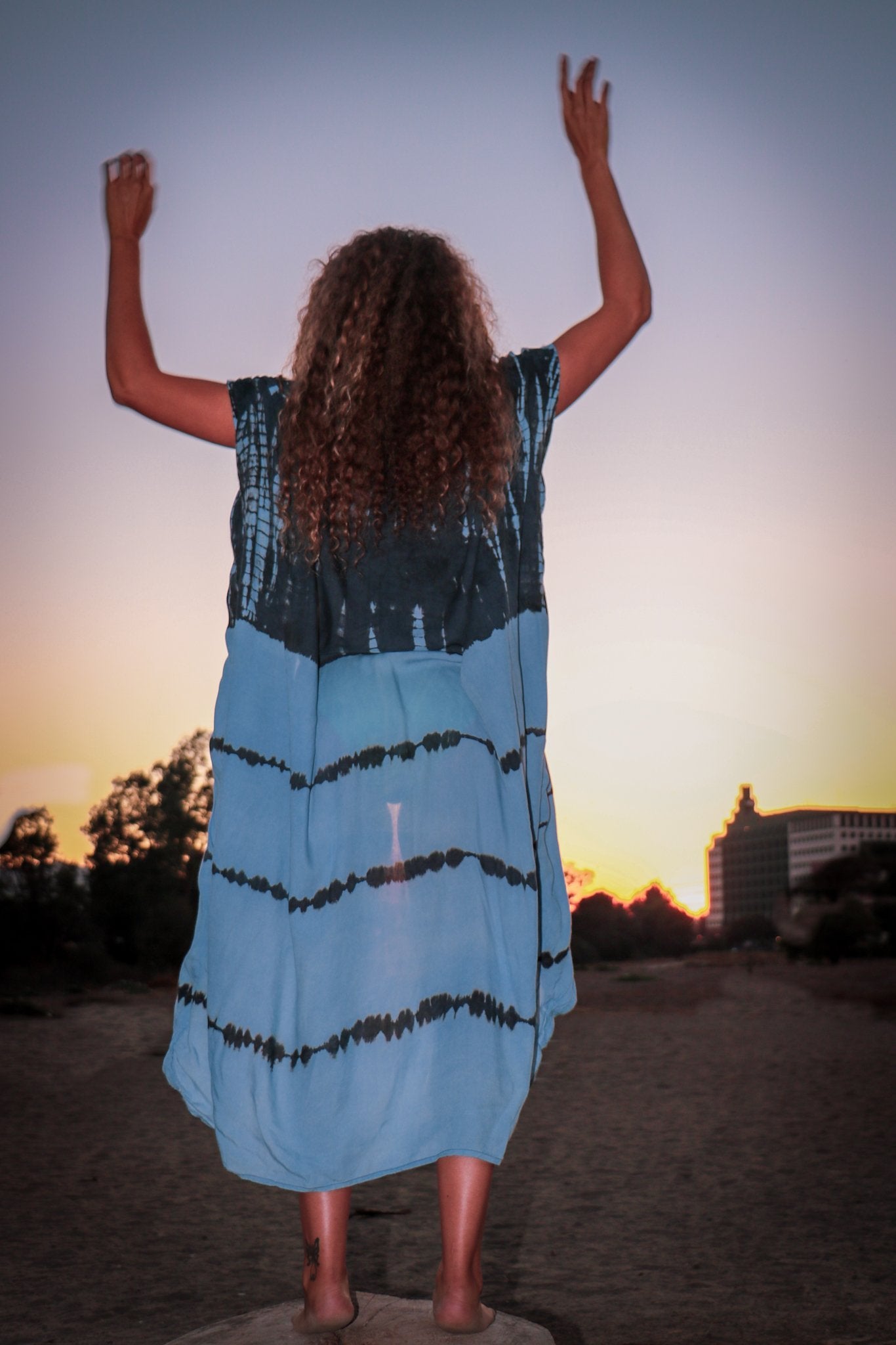 GODDESS KIMONO - SKY / GHOST STRIPE - BHAVANI COLLECTIVE