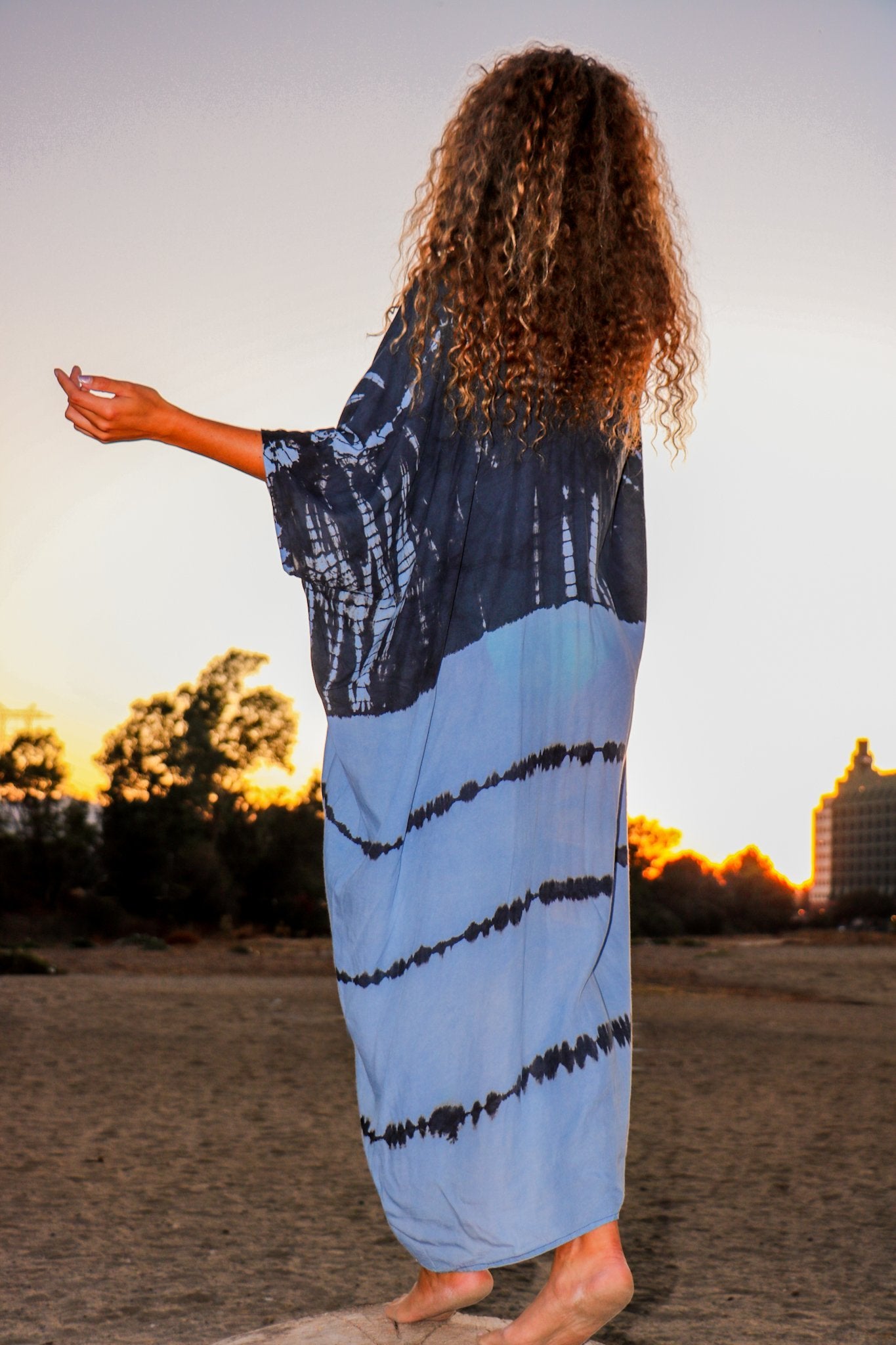 GODDESS KIMONO - SKY / GHOST STRIPE - BHAVANI COLLECTIVE