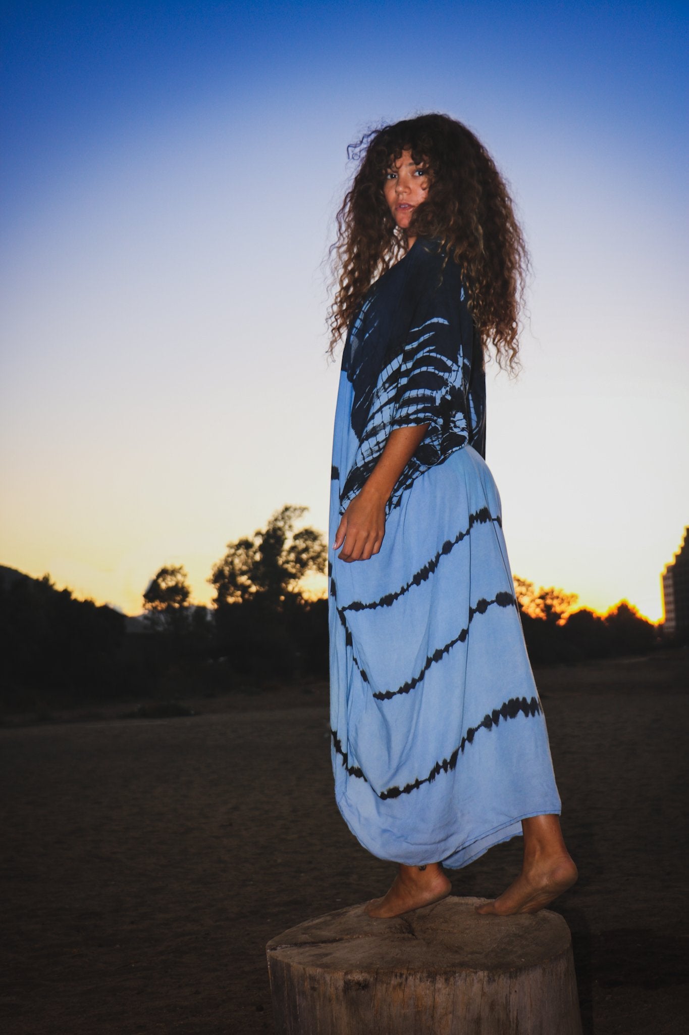 GODDESS KIMONO - SKY / GHOST STRIPE - BHAVANI COLLECTIVE