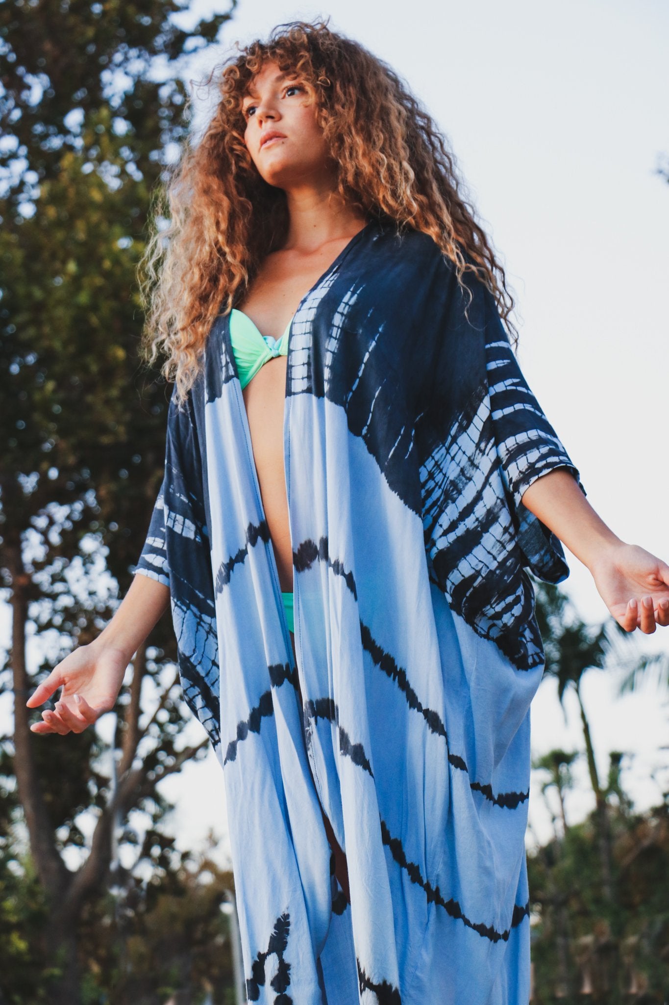 GODDESS KIMONO - SKY / GHOST STRIPE - BHAVANI COLLECTIVE