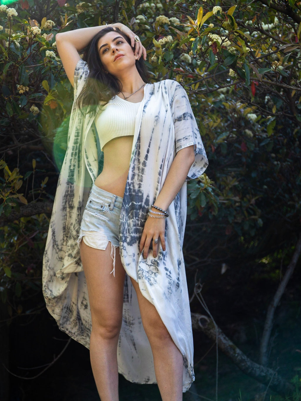 GODDESS KIMONO - WHITE LIGHT / BAMBOO STRIPE - BHAVANI COLLECTIVE