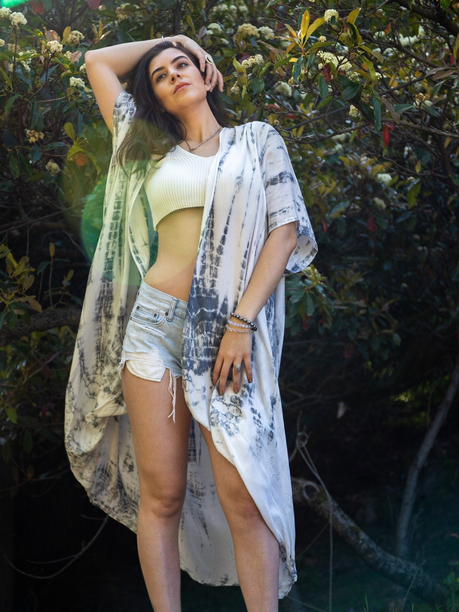 GODDESS KIMONO - WHITE LIGHT / BAMBOO STRIPE - BHAVANI COLLECTIVE