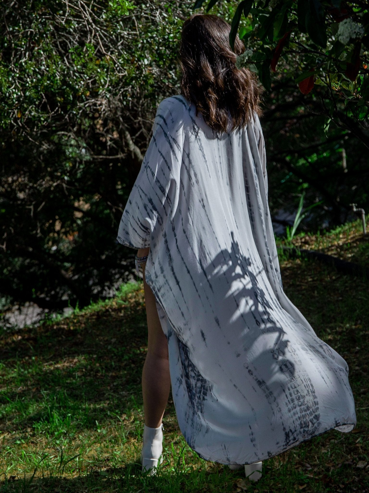 GODDESS KIMONO - WHITE LIGHT / BAMBOO STRIPE - BHAVANI COLLECTIVE