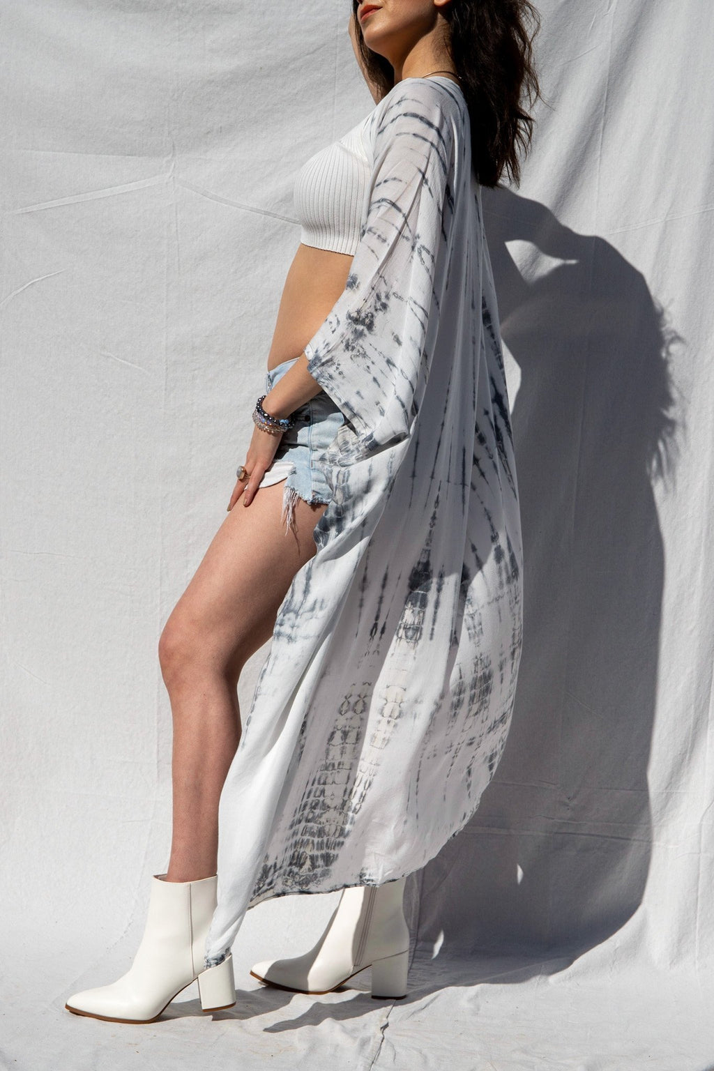 GODDESS KIMONO - WHITE LIGHT / BAMBOO STRIPE - BHAVANI COLLECTIVE