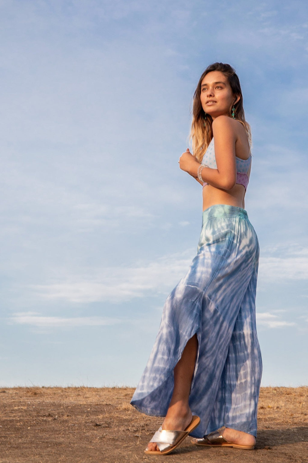 LOTUS PANT - SOFT SKY OMBRE / BAMBOO STRIPE - BHAVANI COLLECTIVE