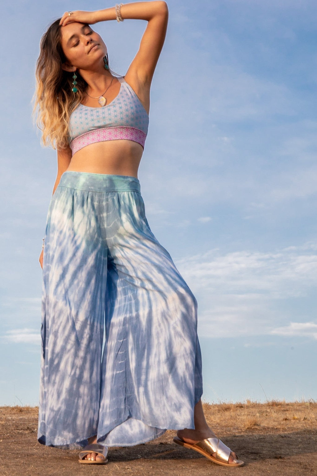 LOTUS PANT - SOFT SKY OMBRE / BAMBOO STRIPE - BHAVANI COLLECTIVE