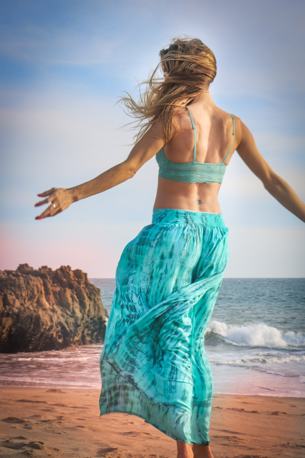 SEASIDE PANT - AQUA / BAMBOO STRIPE - BHAVANI COLLECTIVE