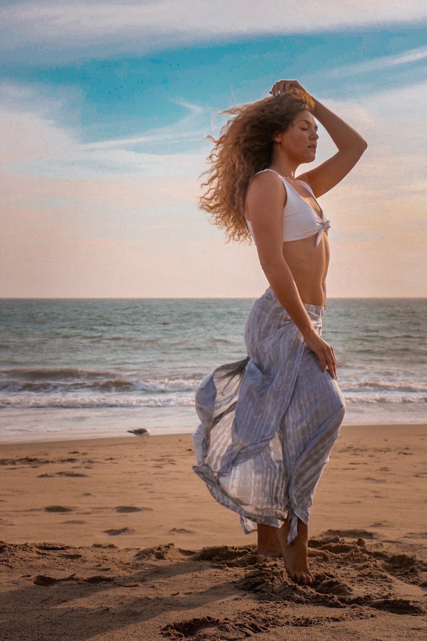 SEASIDE PANT - SILVER / BAMBOO STRIPE - BHAVANI COLLECTIVE