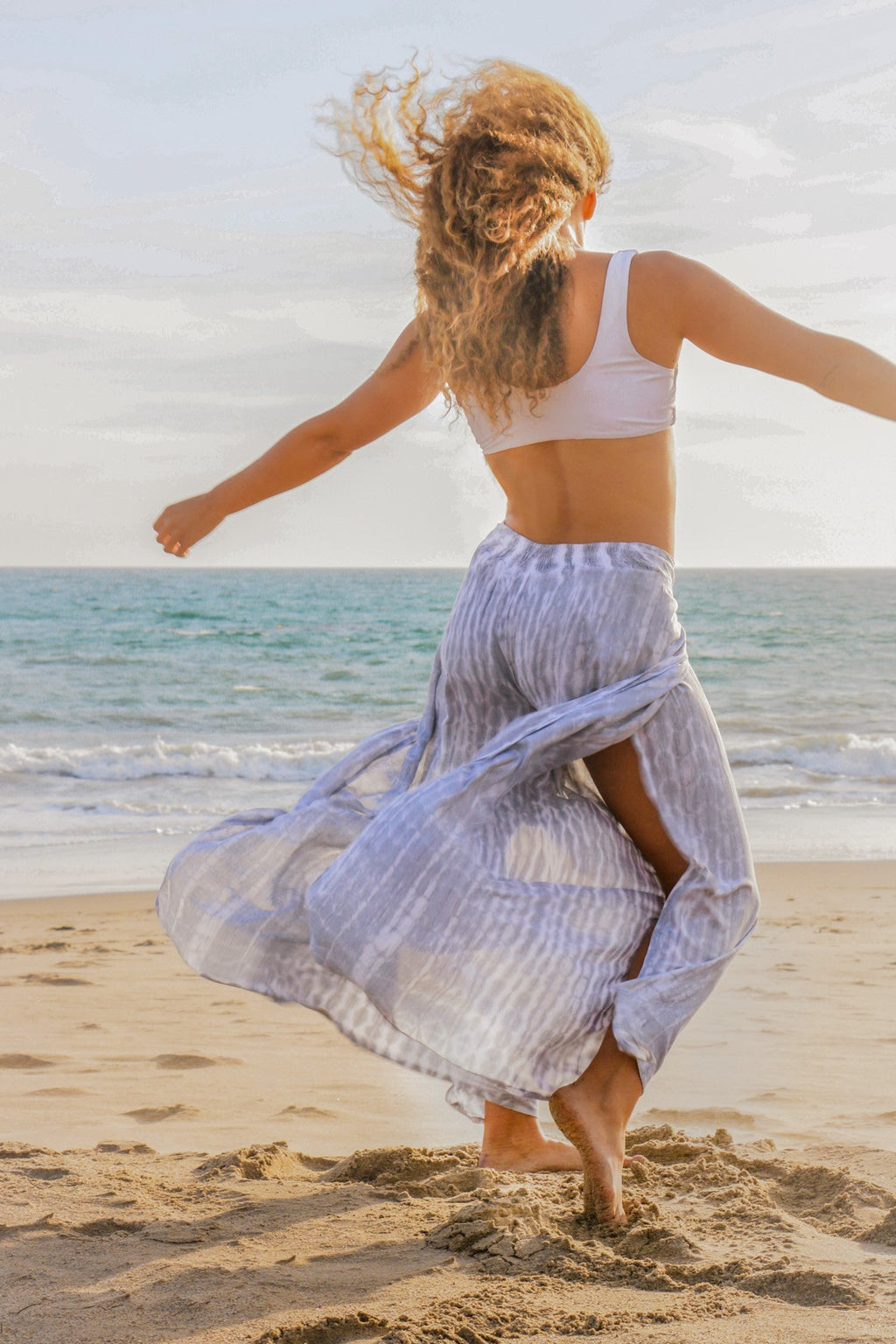 SEASIDE PANT - SILVER / BAMBOO STRIPE - BHAVANI COLLECTIVE