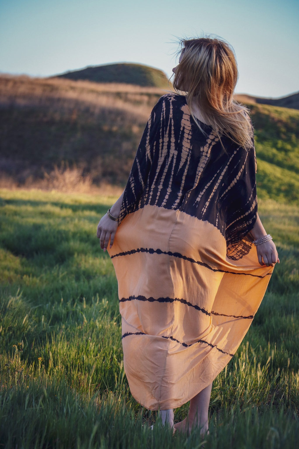 SOMA CAFTAN - APRICOT / GHOST STRIPE - BHAVANI COLLECTIVE