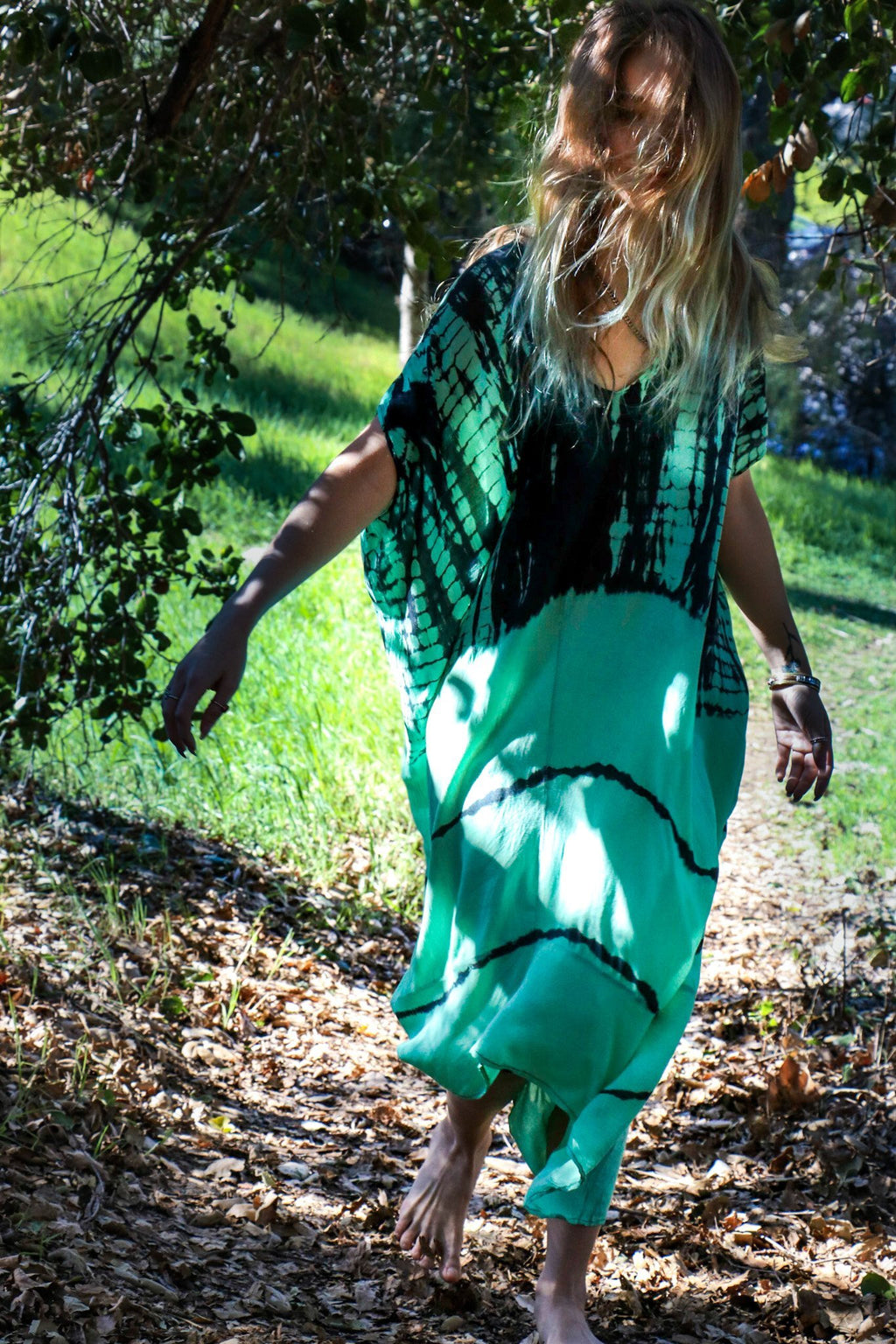 SOMA CAFTAN - AQUA / GHOST STRIPE - BHAVANI COLLECTIVE